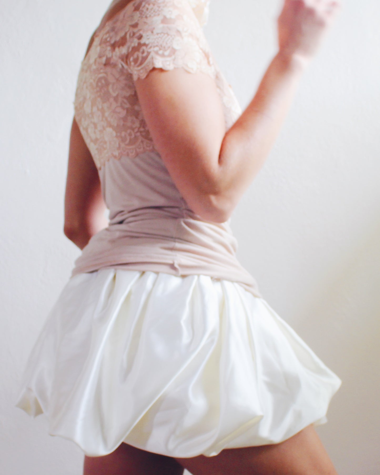 Ivory Upcycled Bubble Skirt - Sustainable Fashion Rework from Formal Dress | Girly Coquette Ballerina Style for Summer