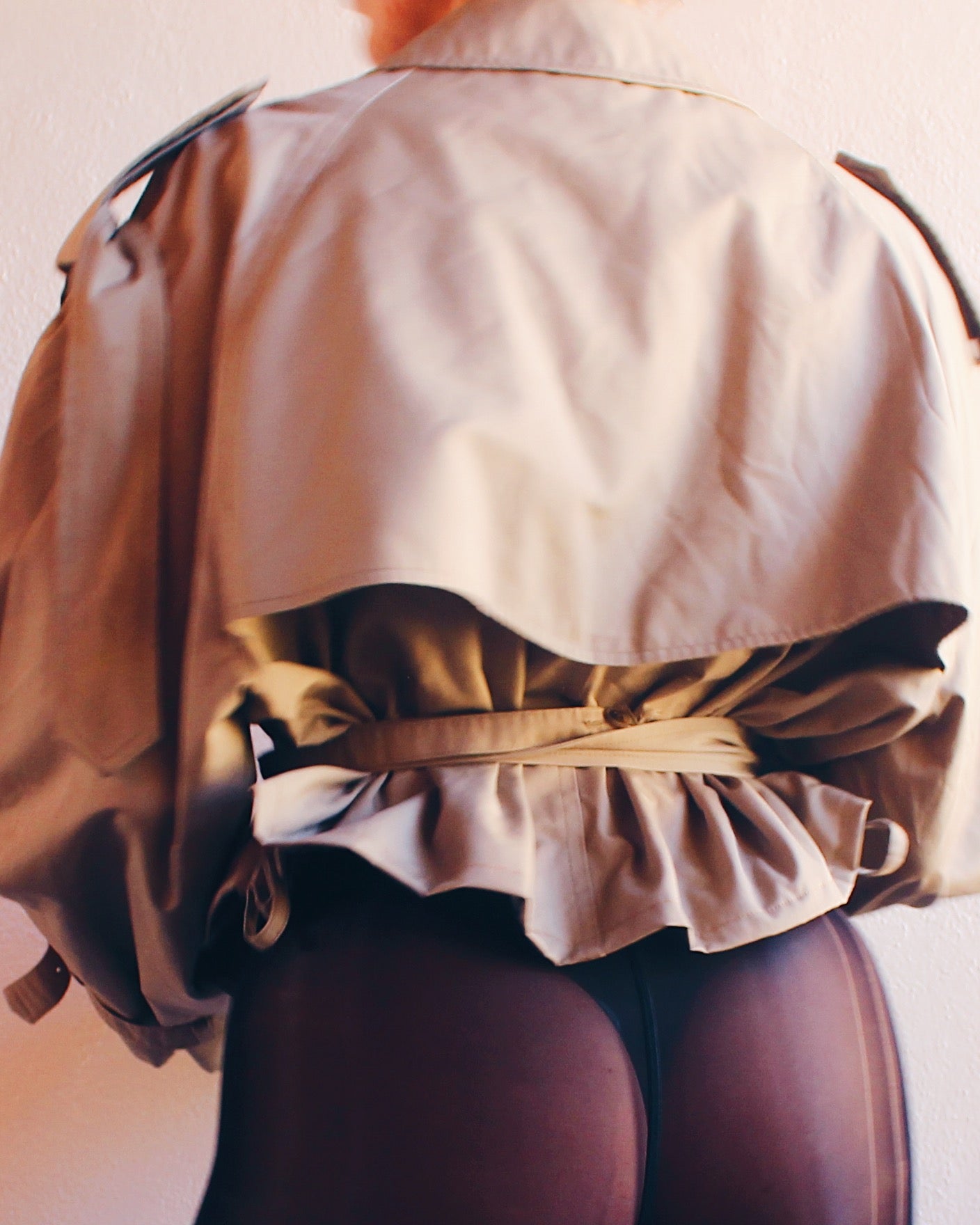 Chic Vintage Upcycled Cropped Trench Coat - Unique Tailored Sustainable Fashion | Classy & One-of-a-Kind Outerwear