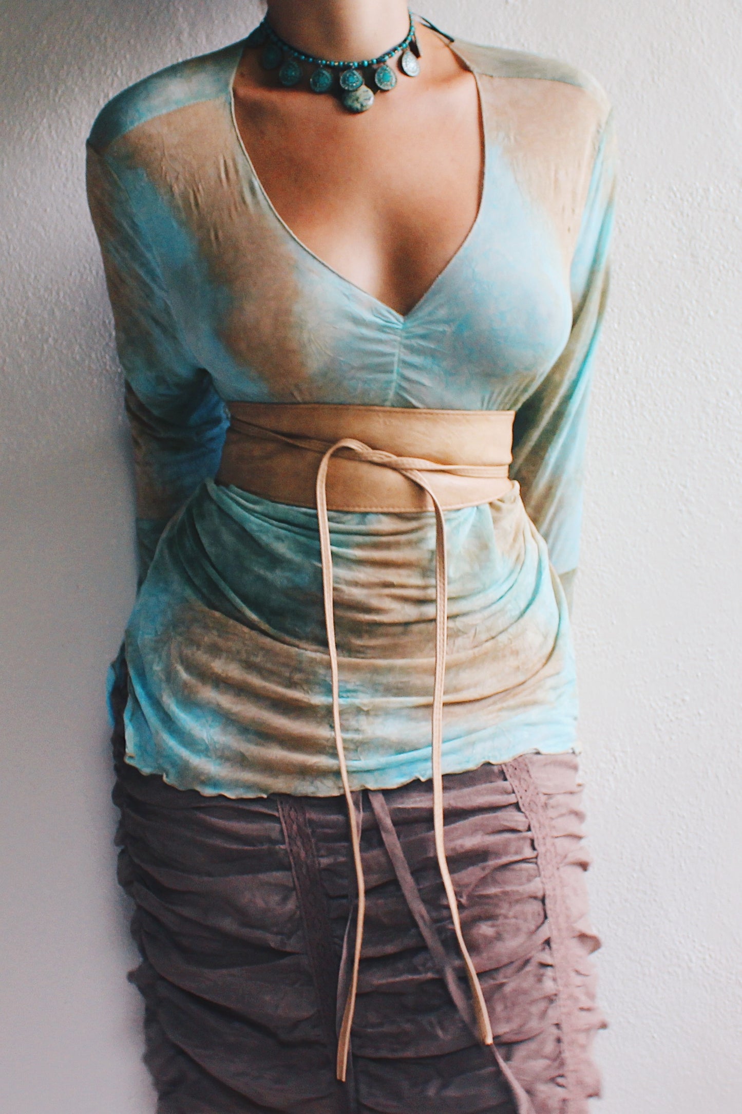 Fairy Whimsy Meets Gothic Vibes 90s Tie-Dye Lettuce Hem Shirt