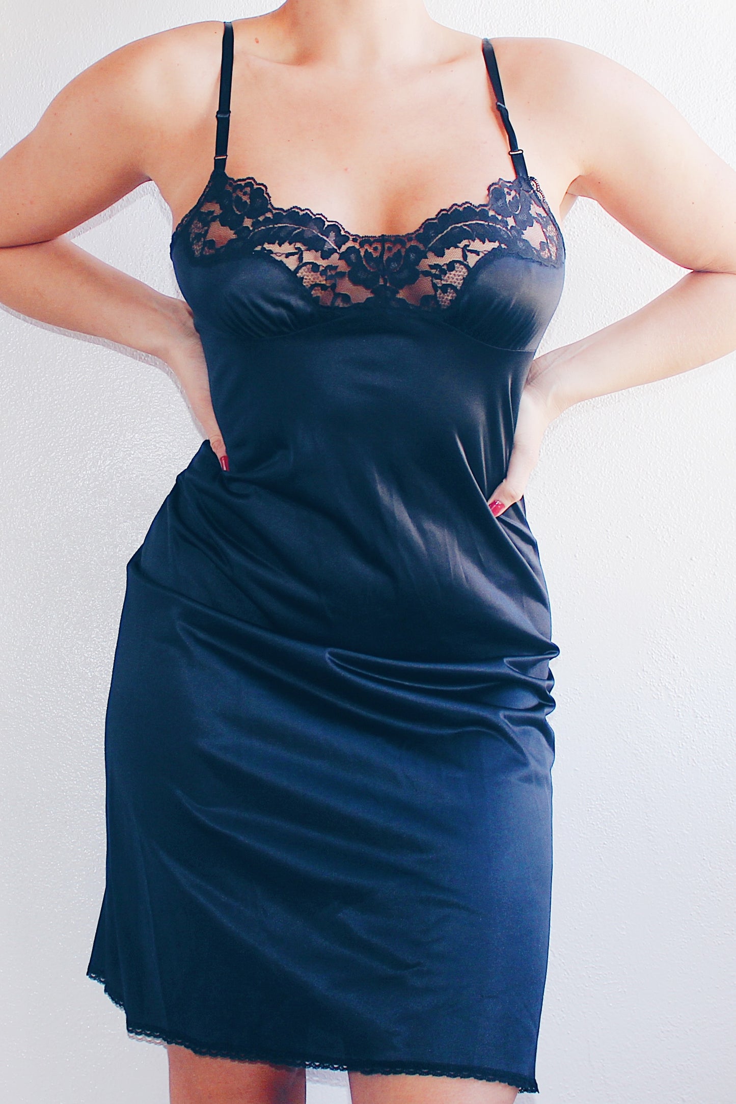 Vintage black lace goth slip dress / Victorian Grunge Gothic Mini Dress