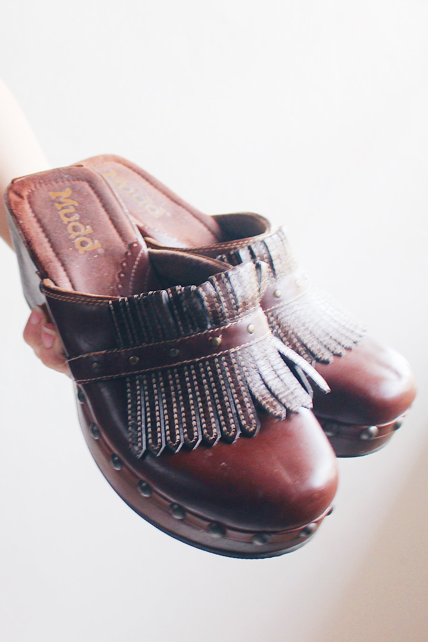 Whimsigoth Wonderland: Vintage 90s Brown Chunky Mudd Clogs of Artsy Delight!