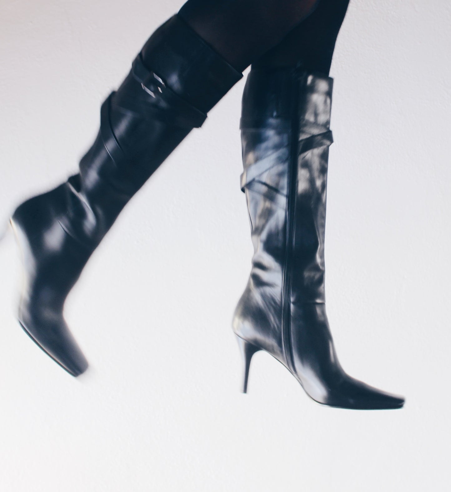 y2k Square Toe: Vintage Leather-Heeled Via Spiga Boots - Calf-Length Librarian Chic