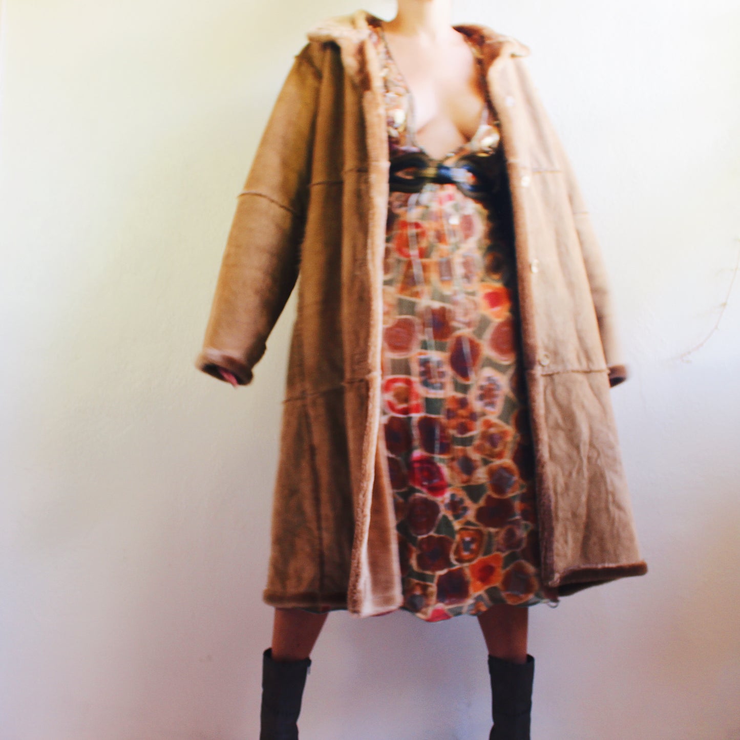 Vintage Boho Whimsigoth Patchwork Duster Jacket - Unleash Your Inner Hippie Goth / Vintage patchwork jacket / faux suede long jacket