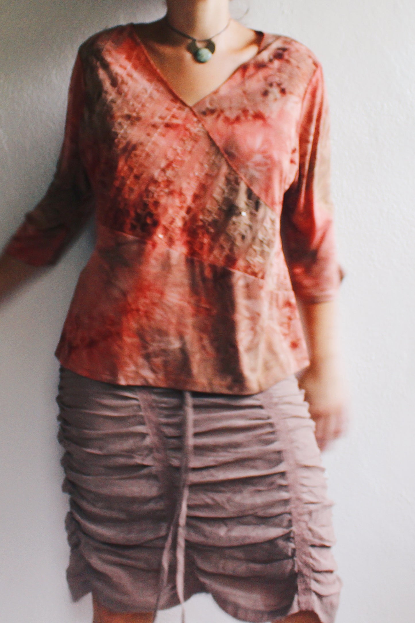 90s tie-dye whimsigoth shirt / red orange embroidered 90s vintage whimsygoth top