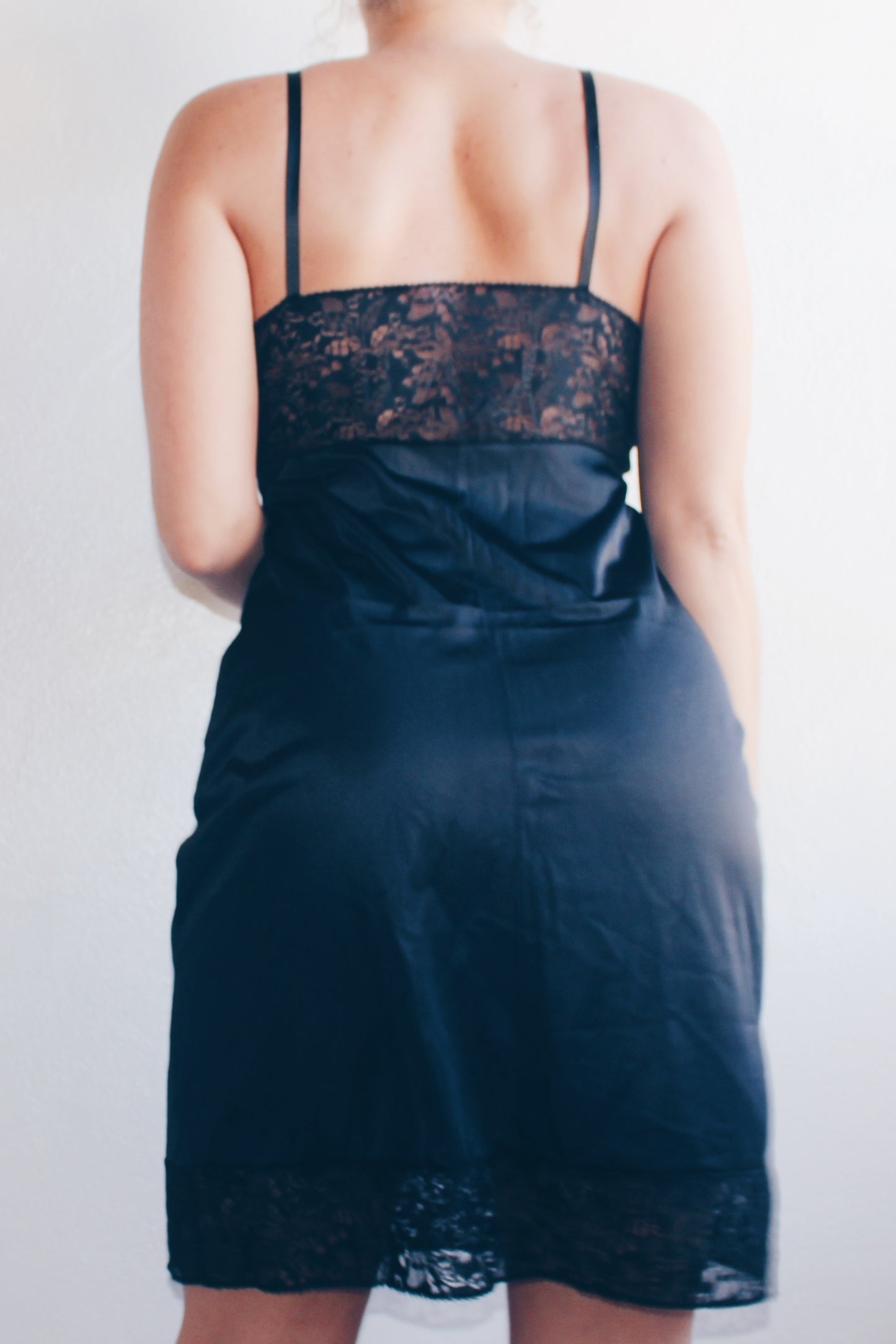 Gothic lace lingerie night dress / Sheer Bust Black Lace Slip