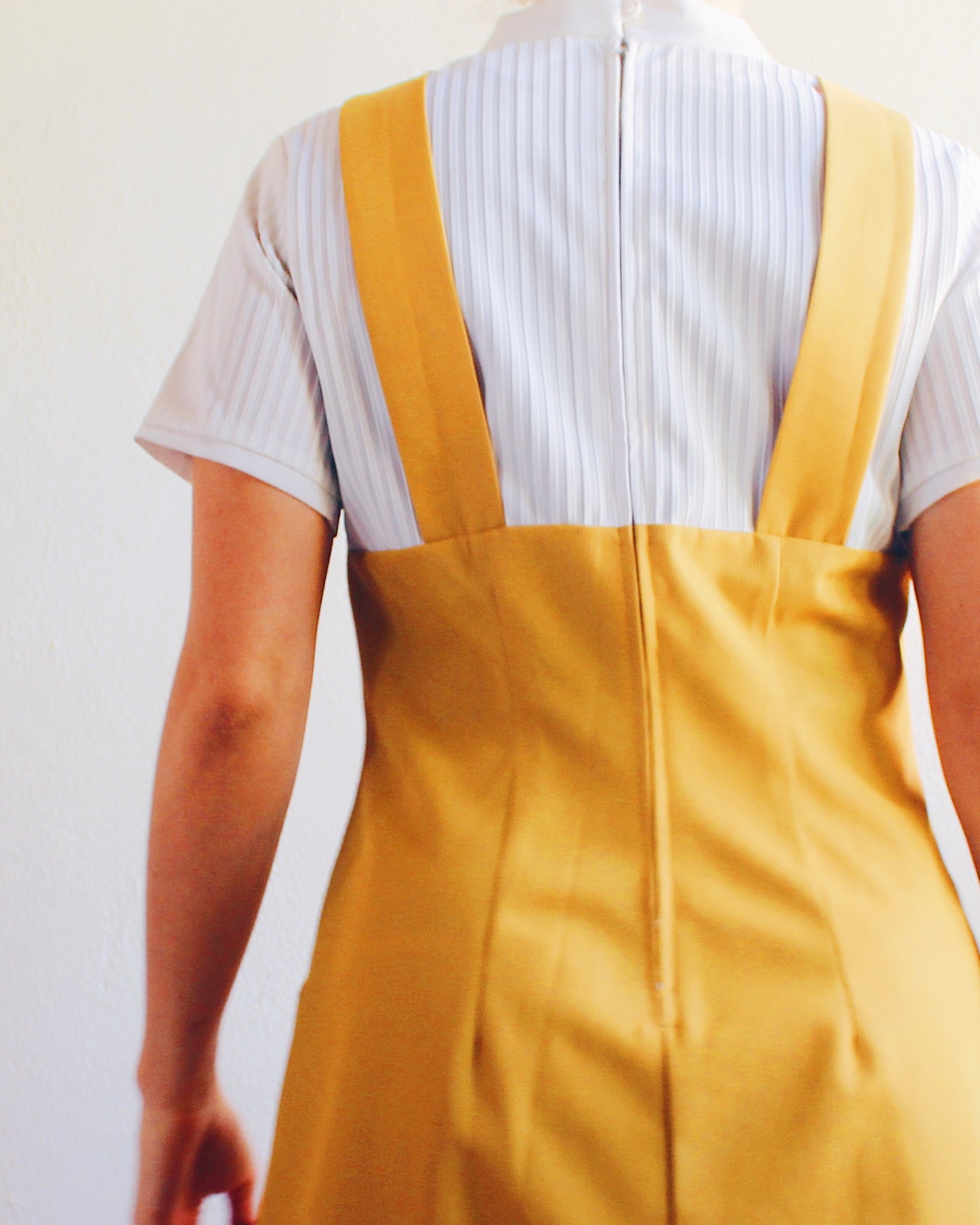 Vintage 1960s Handmade Yellow Pinafore Dress – Mod Mustard Overalls Sundress