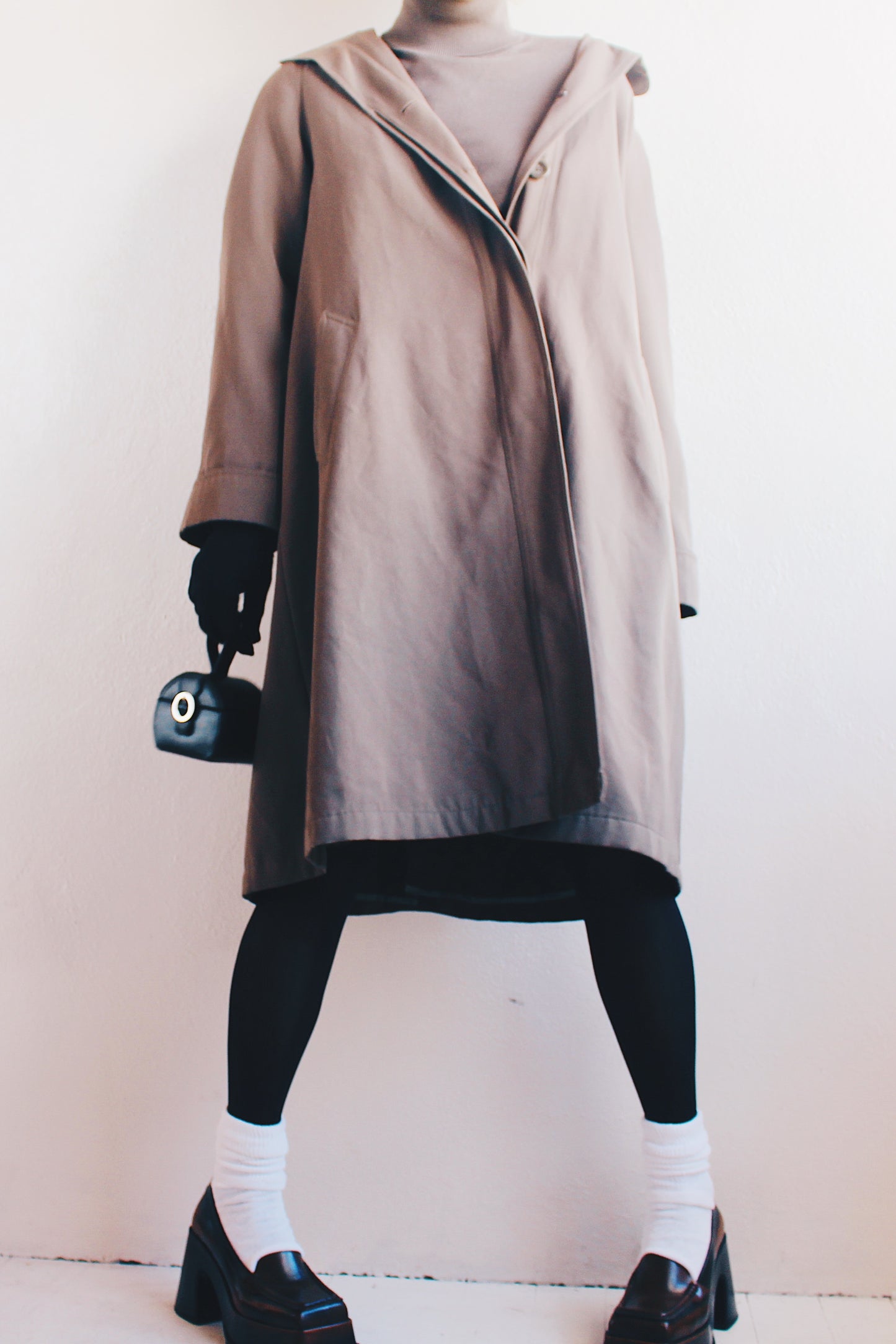 Wool Lined Long Duster Jacket: Chic Vintage Dark Khaki Trench Coat