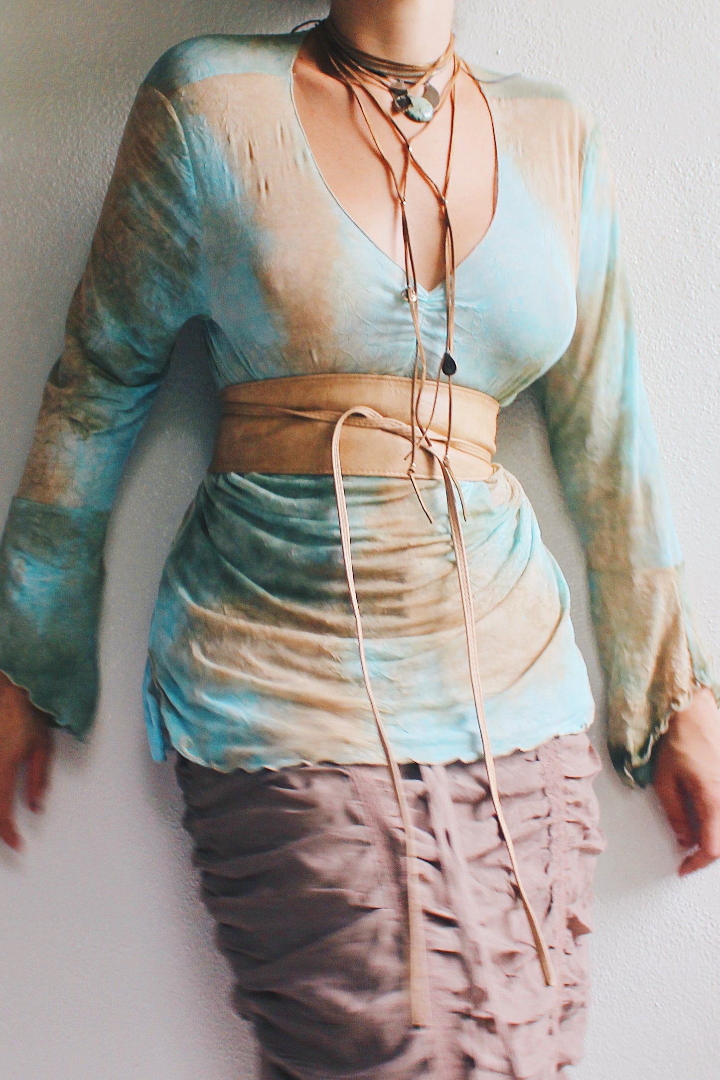 Fairy Whimsy Meets Gothic Vibes 90s Tie-Dye Lettuce Hem Shirt