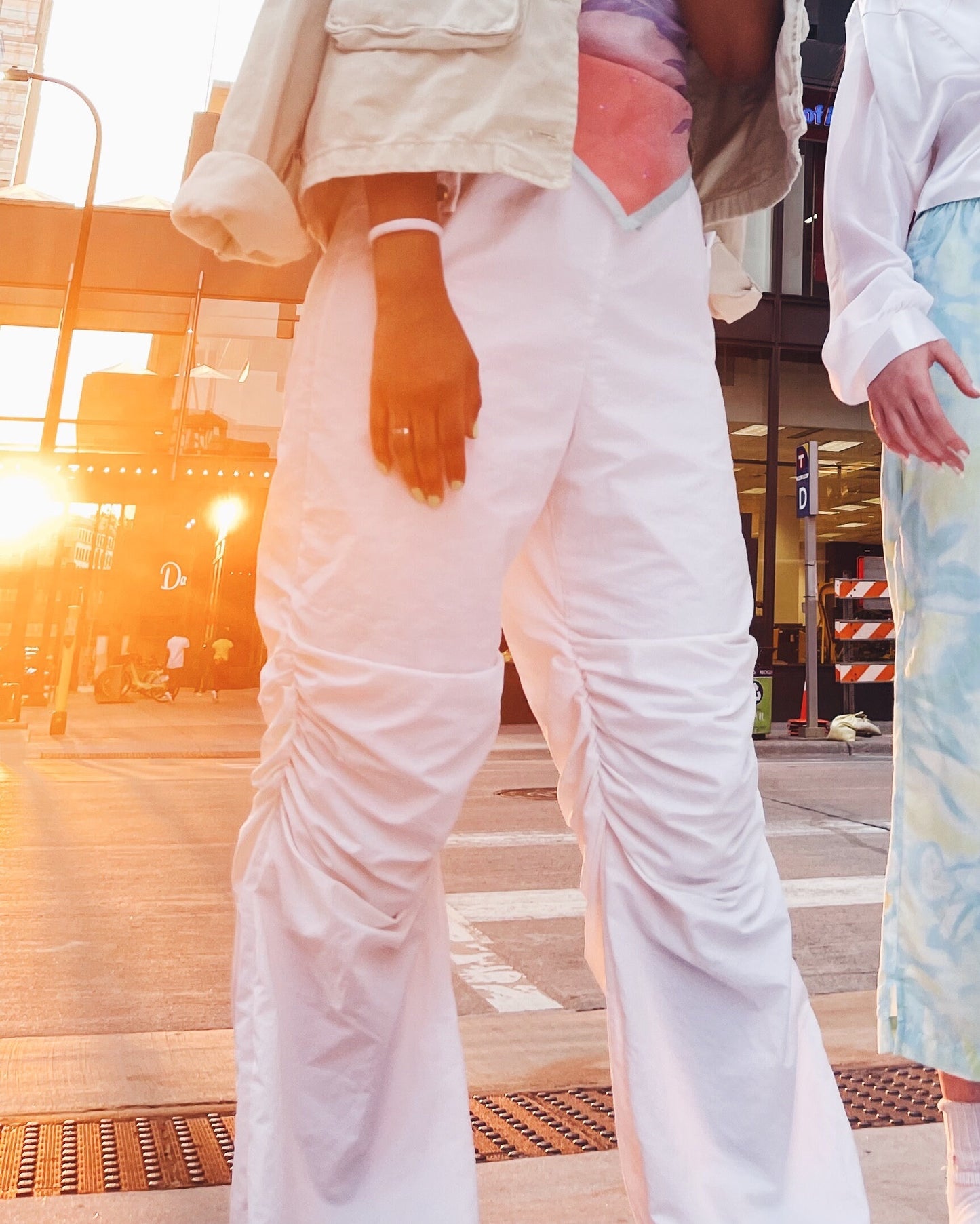 Y2K Futuristic style - Vintage Mid Rise Wide Leg White Pants
