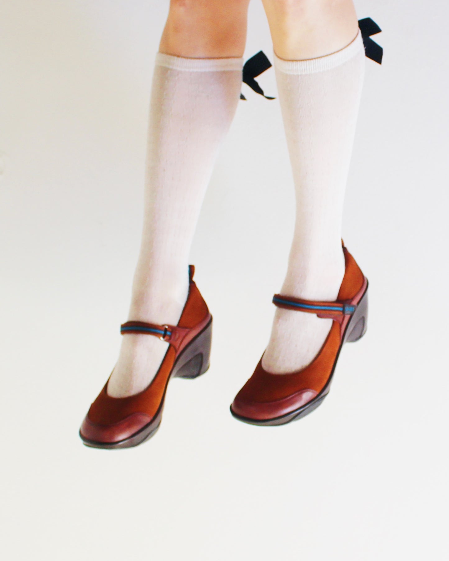 J41 Adventure On Brown Leather Mary Janes | Chunky Heel Orthopedic Support | Coquette Academic Summer Shoes