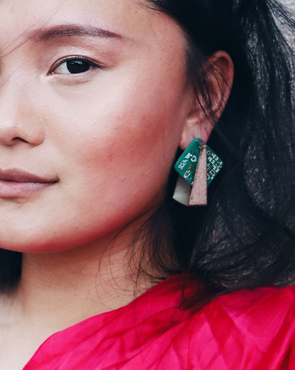 Y2K Cybercore Prism Hoop Earrings - Sustainable Futuristic Accessory!