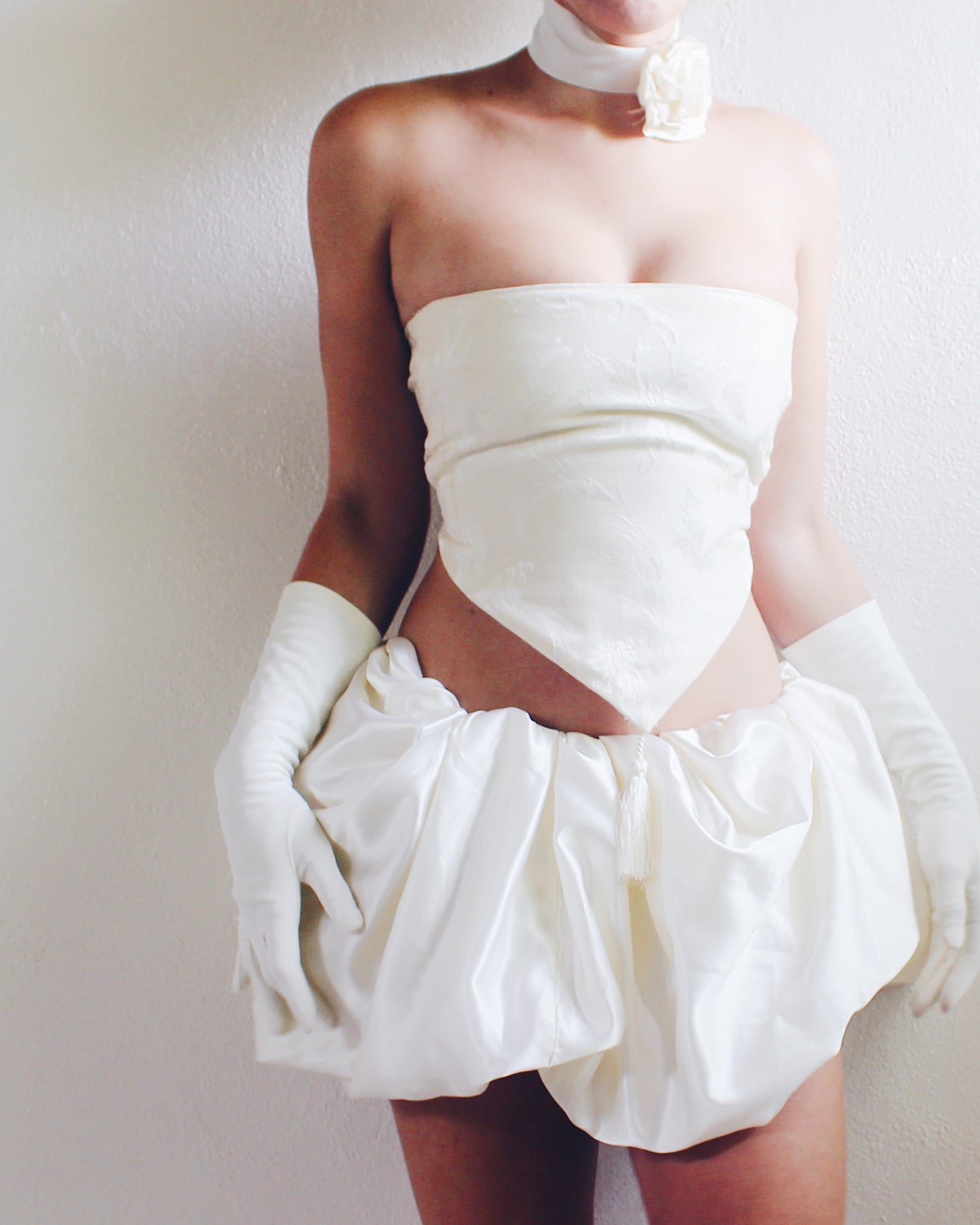 Ivory Upcycled Bubble Skirt - Sustainable Fashion Rework from Formal Dress | Girly Coquette Ballerina Style for Summer