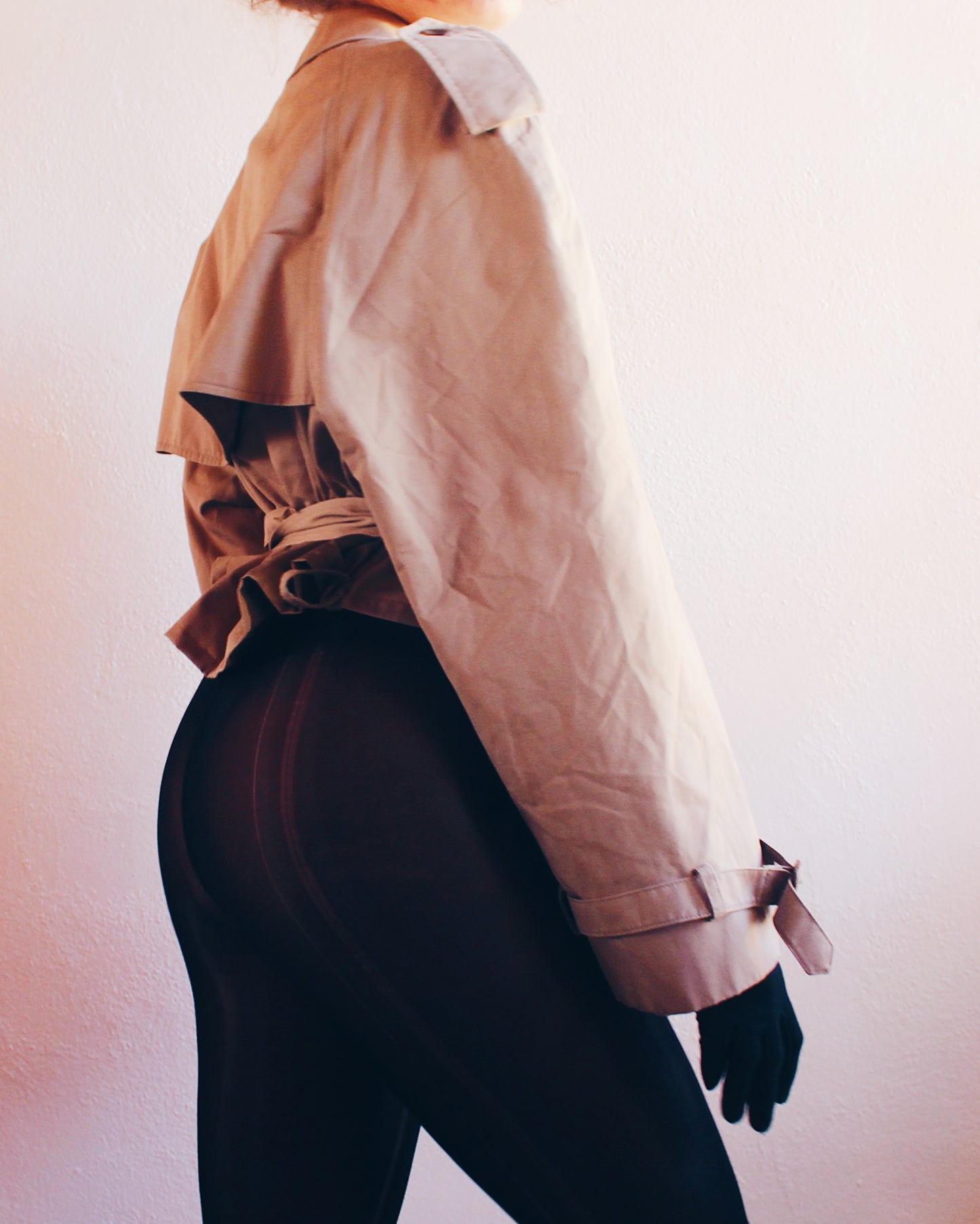 Chic Vintage Upcycled Cropped Trench Coat - Unique Tailored Sustainable Fashion | Classy & One-of-a-Kind Outerwear