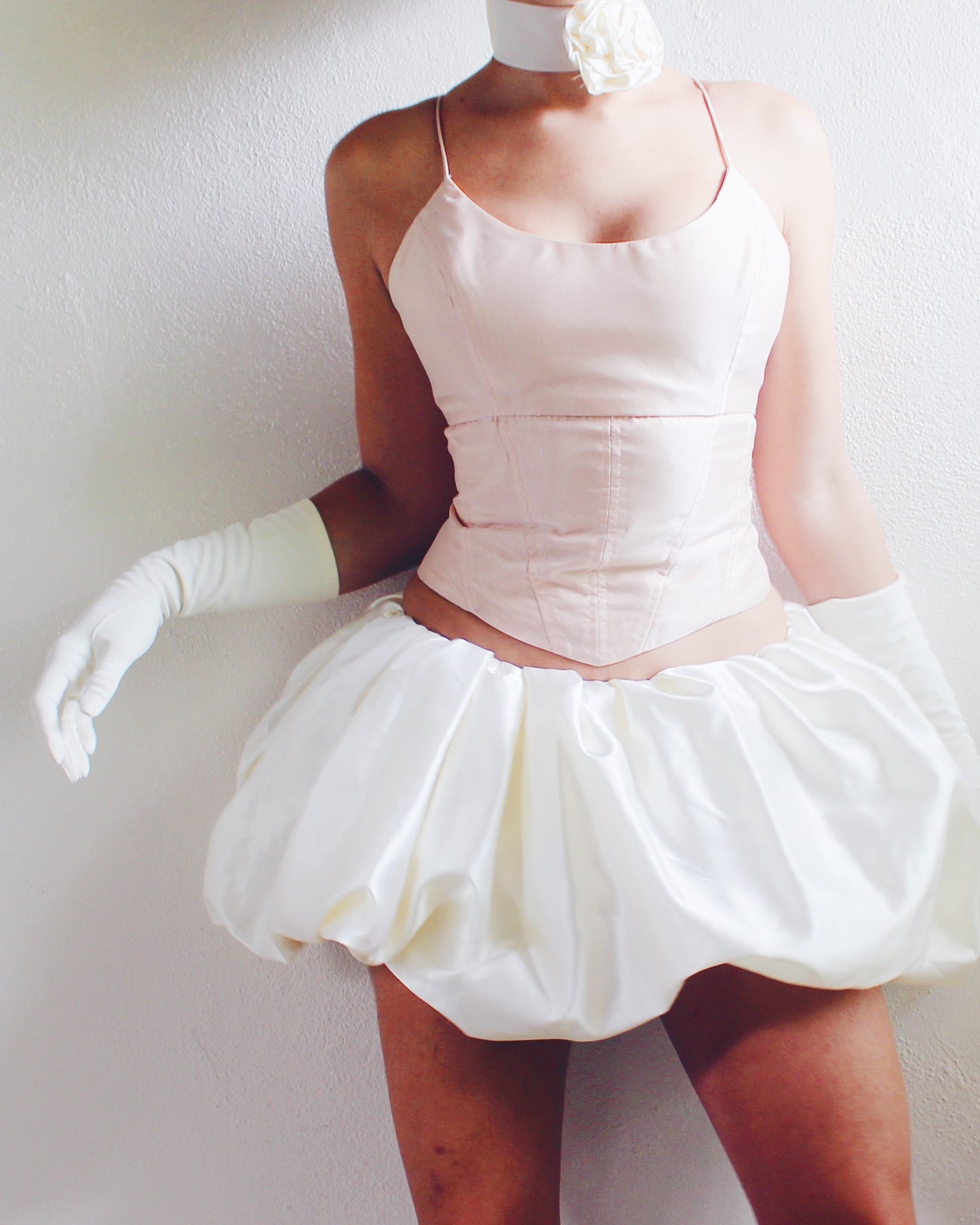 Ivory Upcycled Bubble Skirt - Sustainable Fashion Rework from Formal Dress | Girly Coquette Ballerina Style for Summer