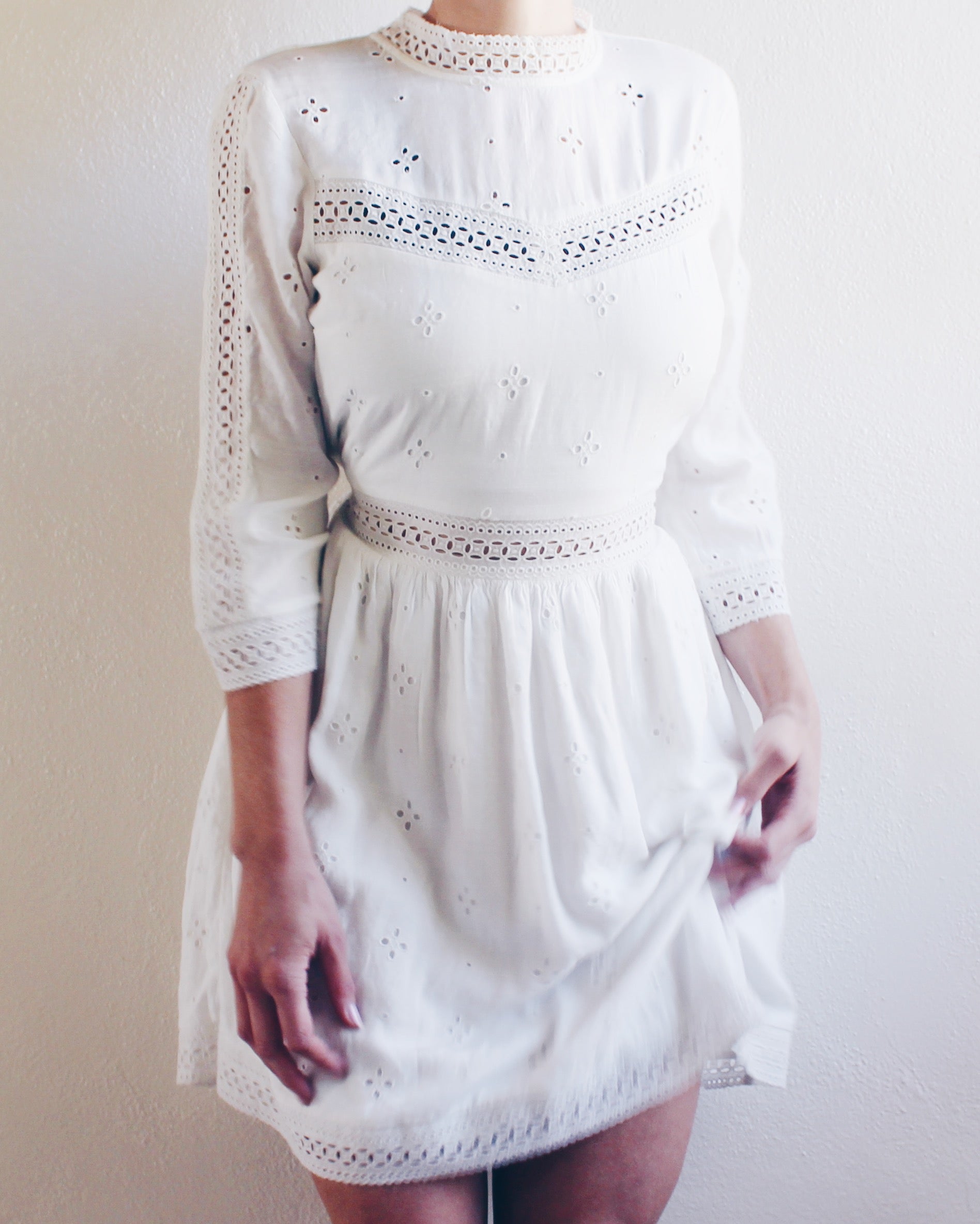 Abercrombie White Eyelet Dress – Victorian Edwardian Nautical Sundress –  Dusted Archive