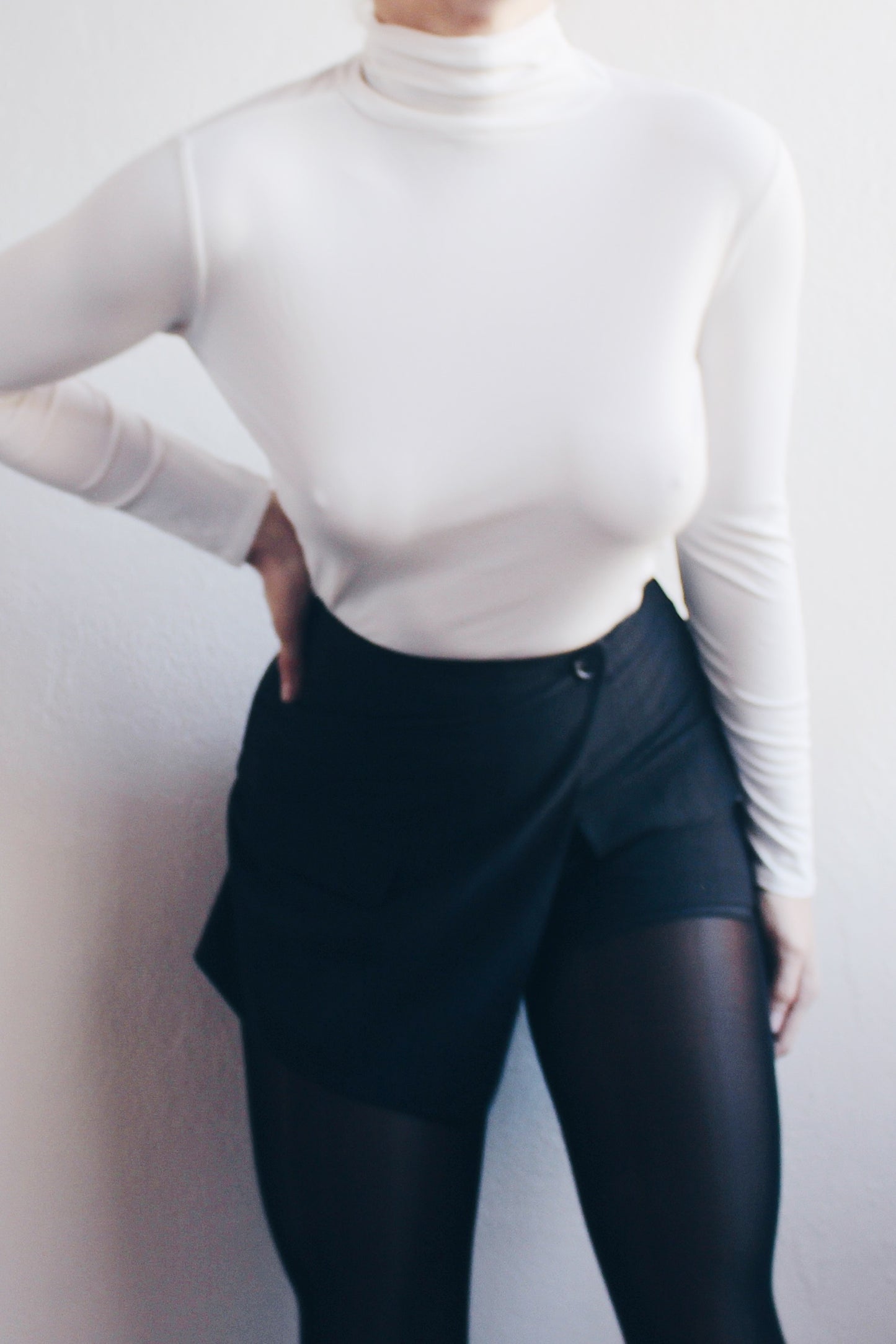 Upcycled Chic: Black Asymmetric Skort Transformed from Vintage Blazer - Sustainable Statement Piece