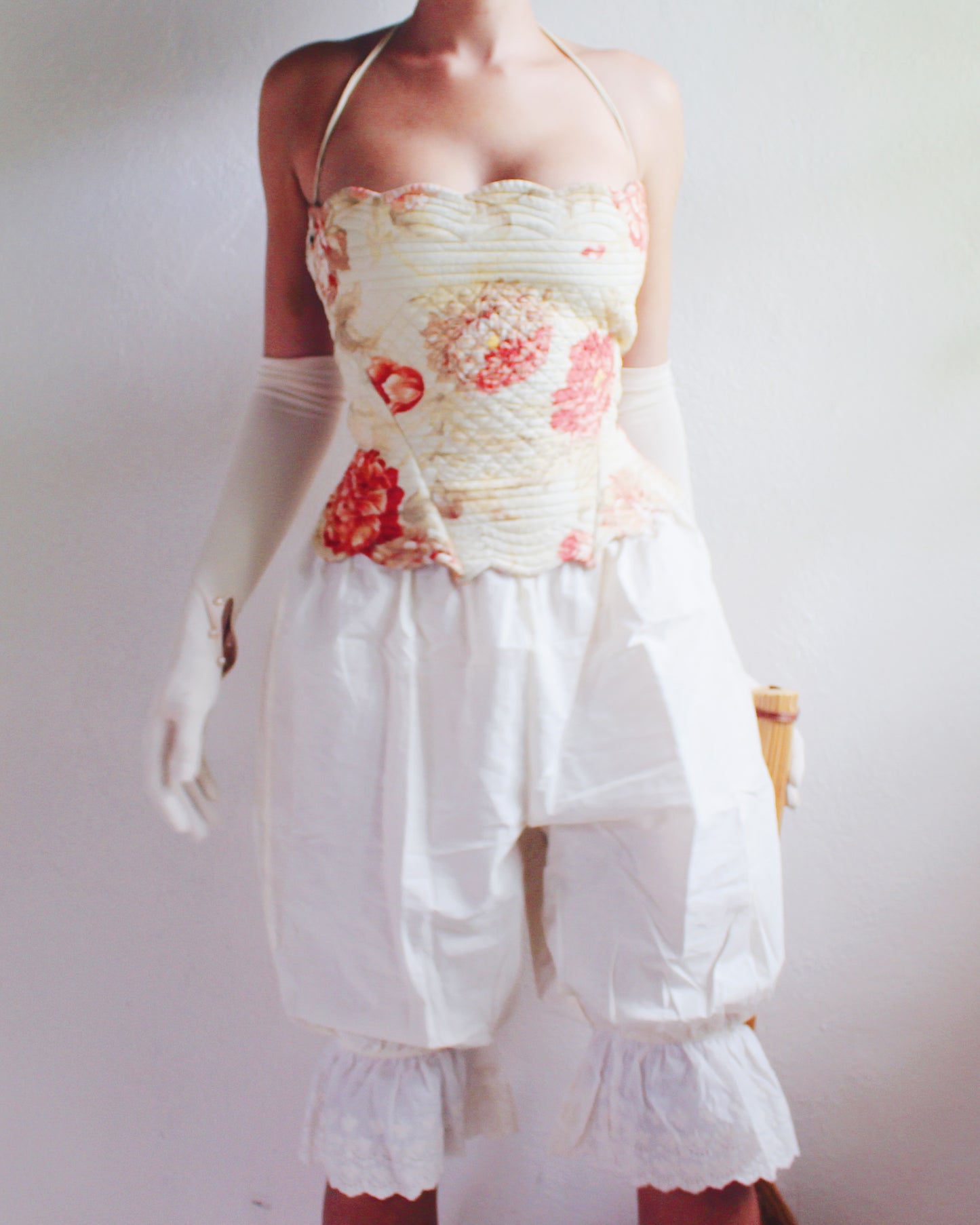 Upcycled Vintage Placemat Tank – Wear vintage Tablewear Art - Reworked quilted crop top