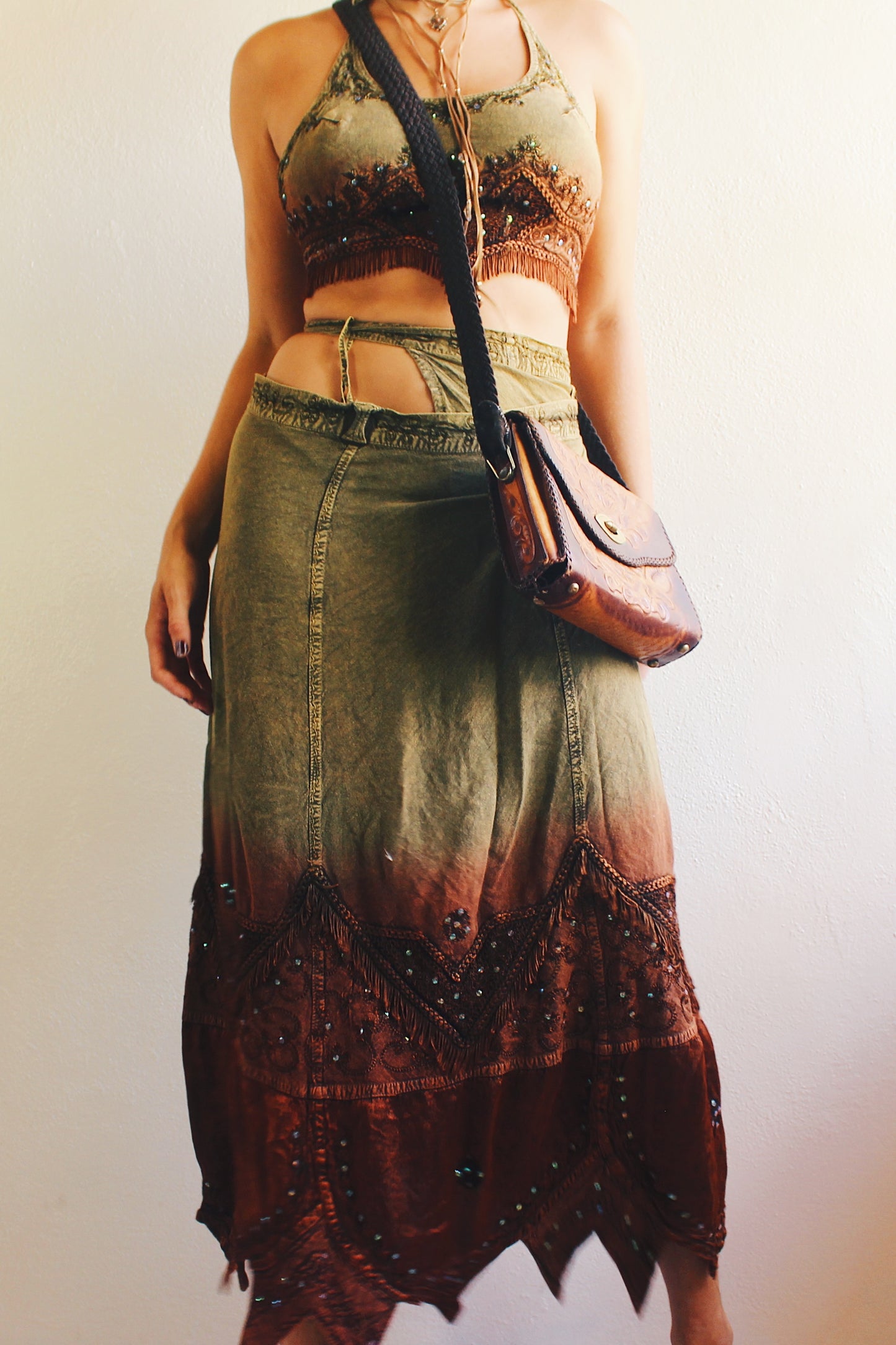 90s Embossed Vintage Leather Bag / Whimsigoth leather purse