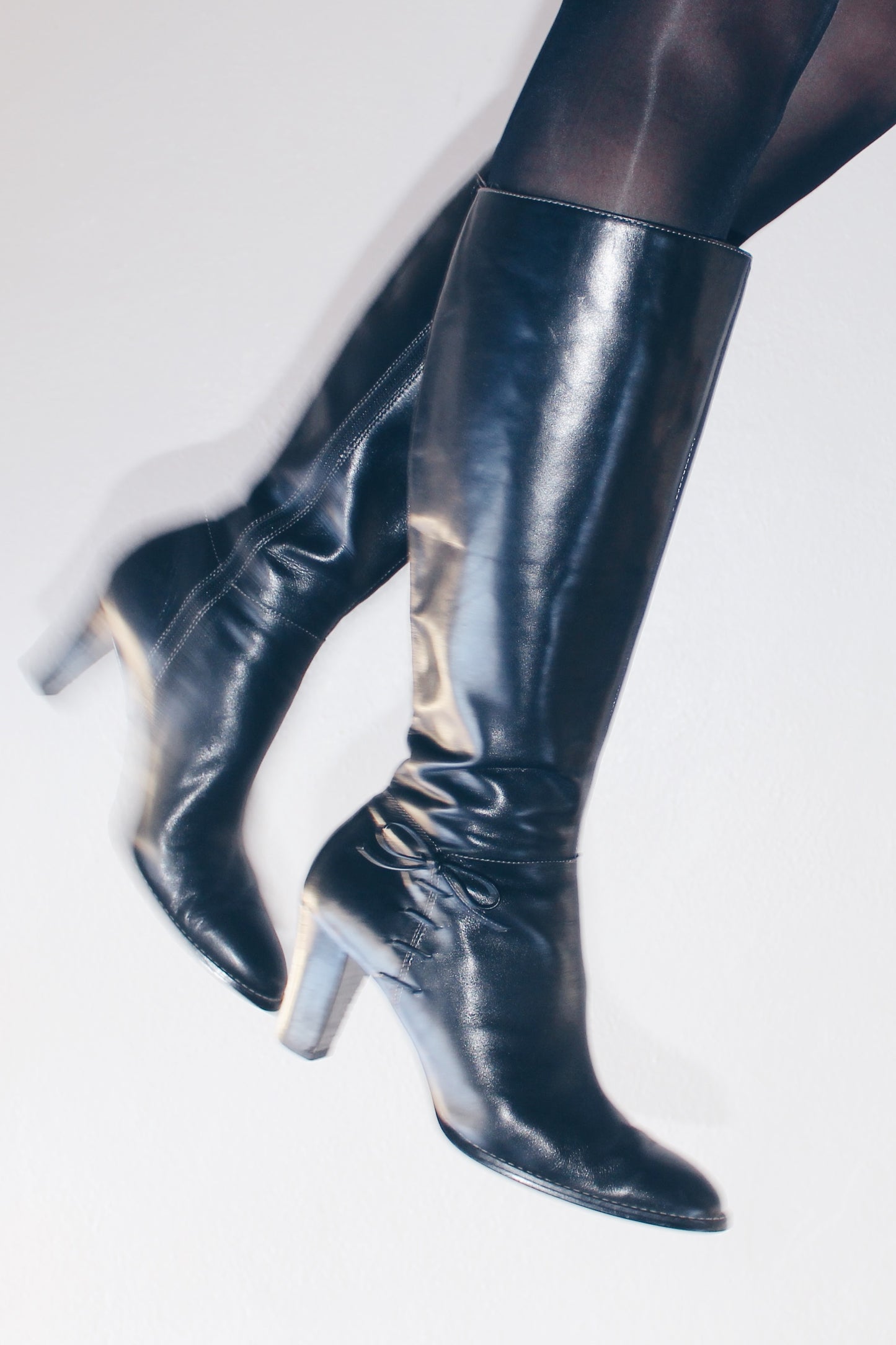 Vintage Y2K Leather-Heeled Anne Klein Boots - Calf-Length Librarian Chic