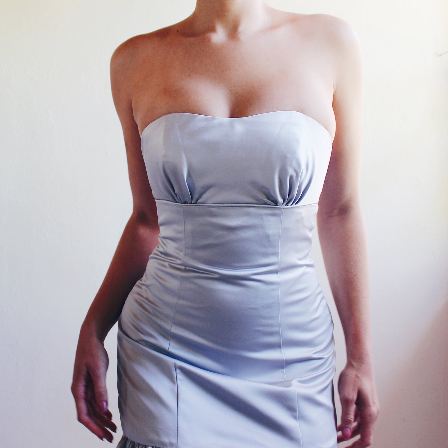Vintage Grey Trumpet Midi Dress - Y2K Coquette Style, Formal Retro Dress with Trumpet Silhouette