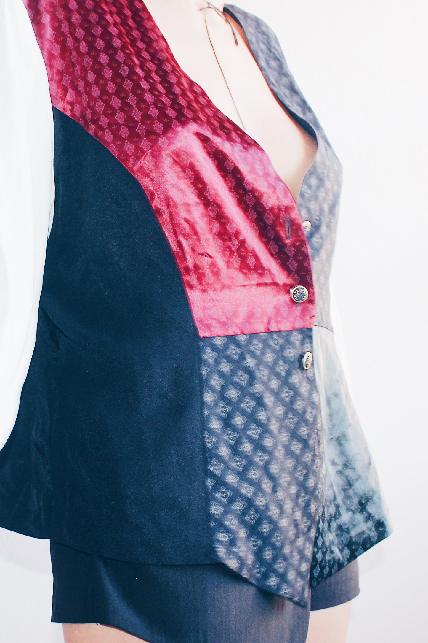 Academic Sleaze: Vintage Blouse with Attached Vest - Retro Bookish Chic!
