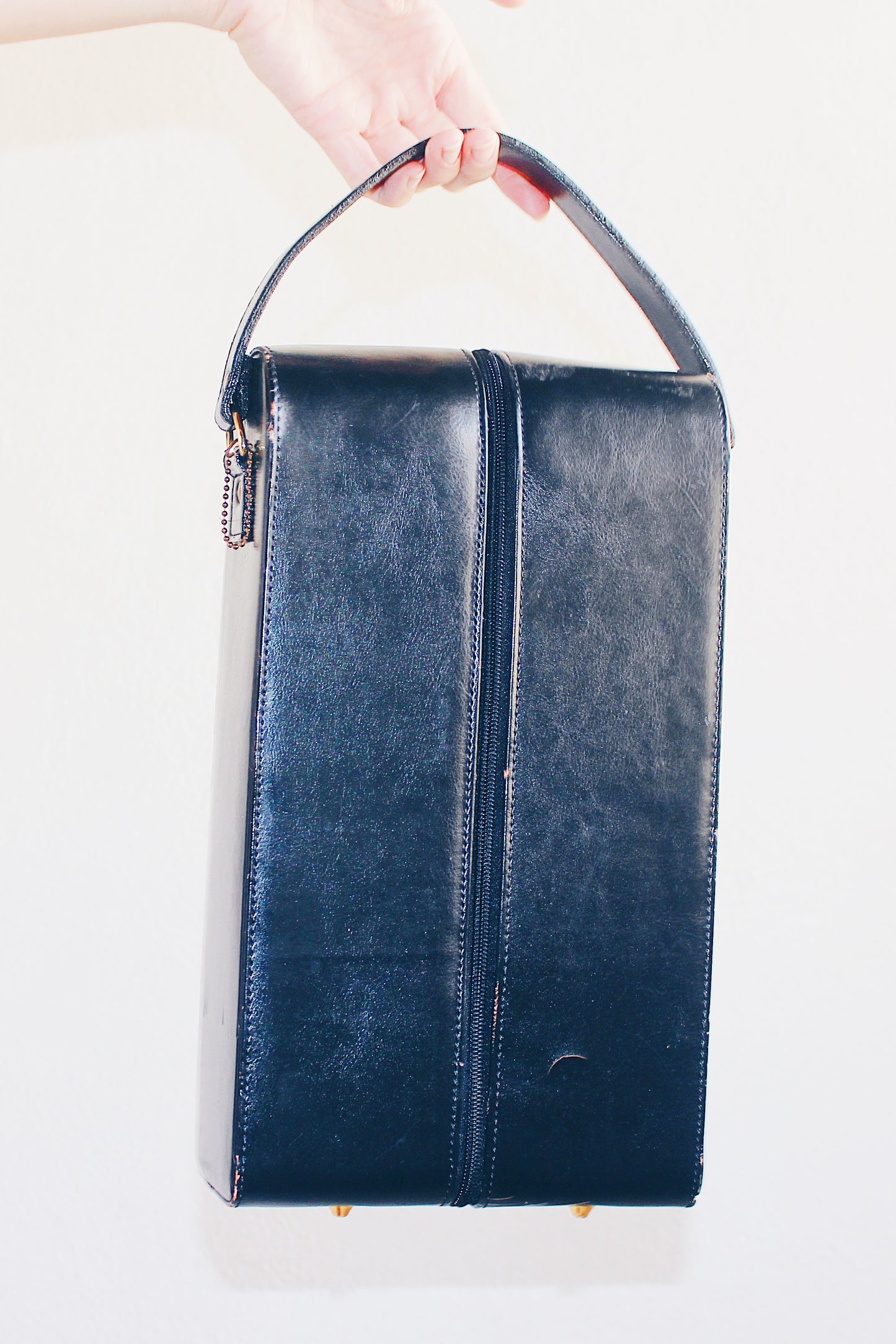 Noir Chic: Black Long Faux Leather Case - Edgy Rectangular Elegance!