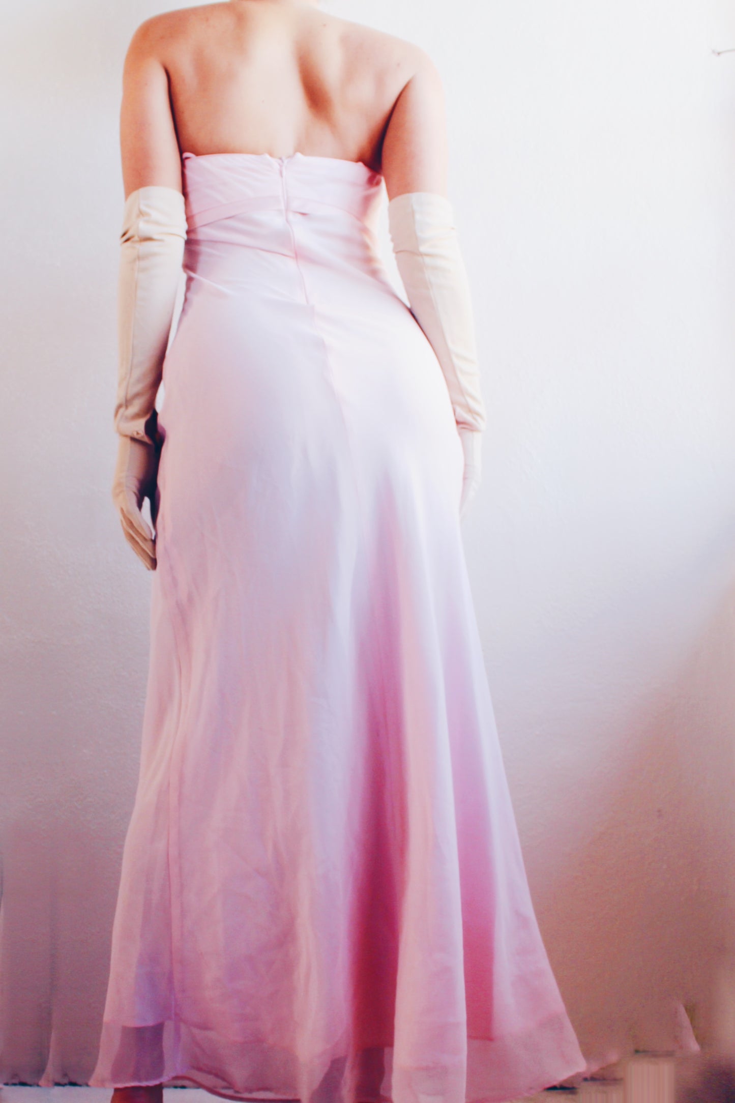 Y2K Pink Formal Dress - Long Empire Waist with Coquette Ballerina Elegance