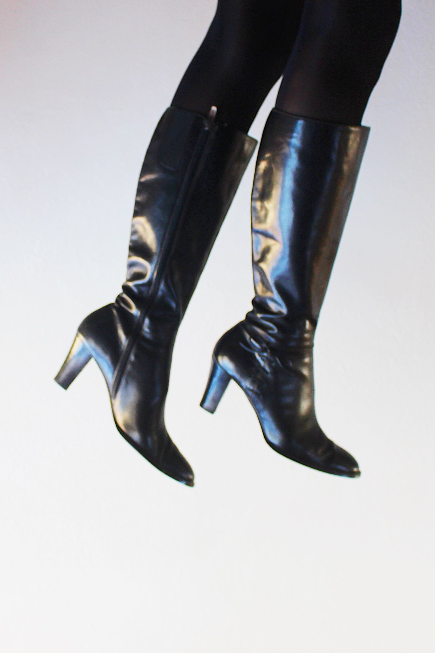 Vintage Y2K Leather-Heeled Anne Klein Boots - Calf-Length Librarian Chic
