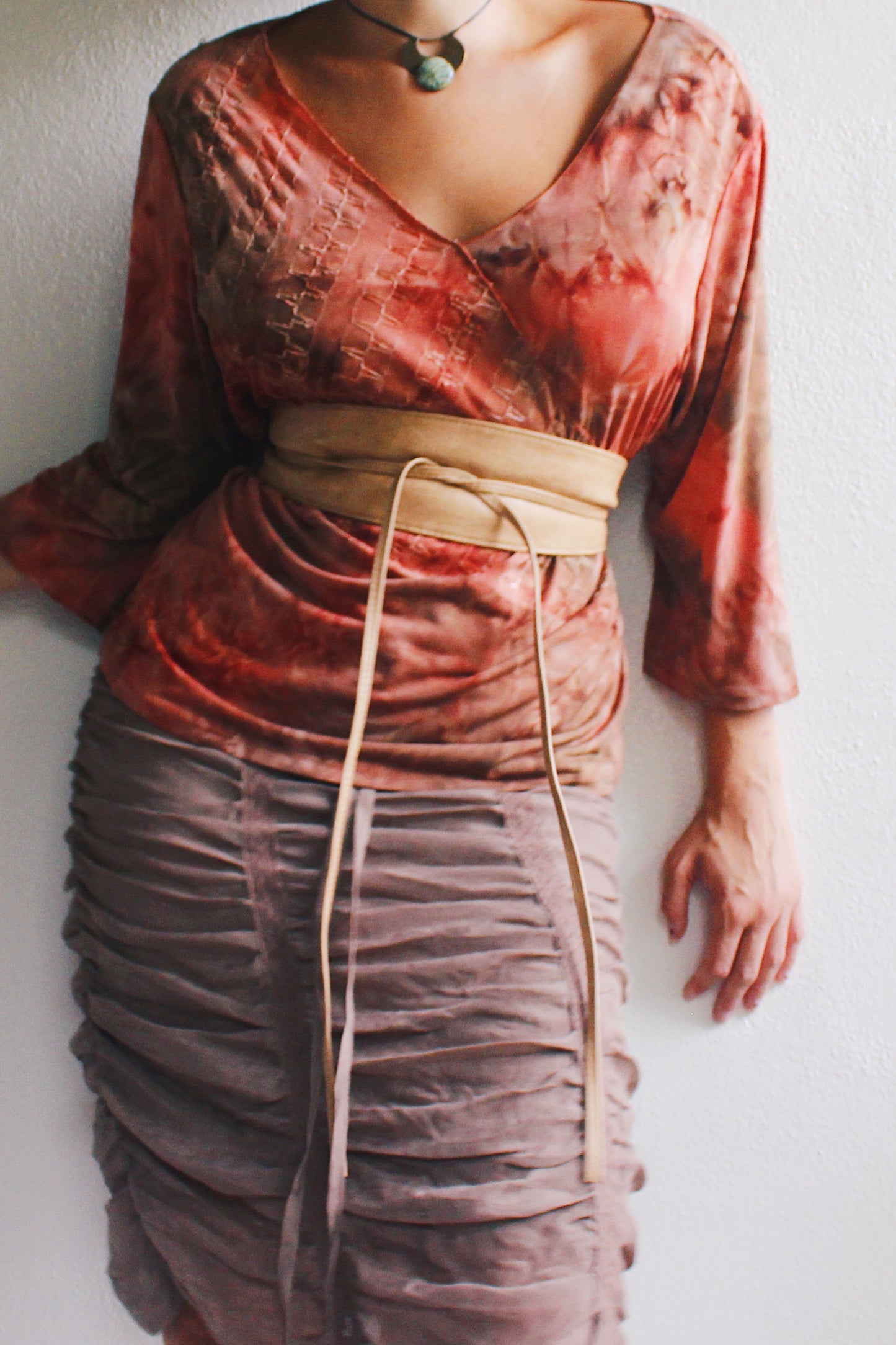 90s tie-dye whimsigoth shirt / red orange embroidered 90s vintage whimsygoth top