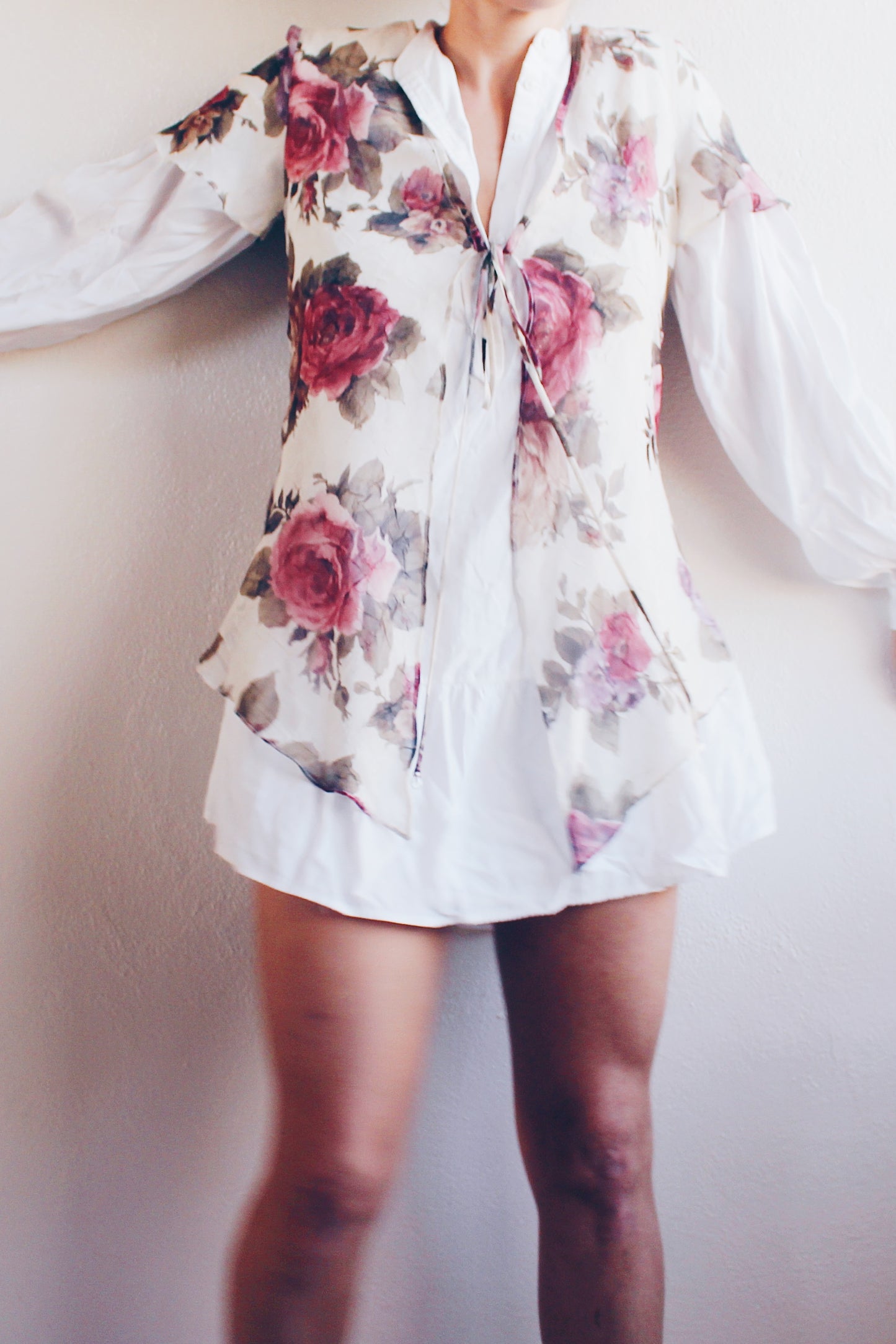 Vintage Romance: Sheer Rose Print Chiffon Shawl for Dark Romantic Style