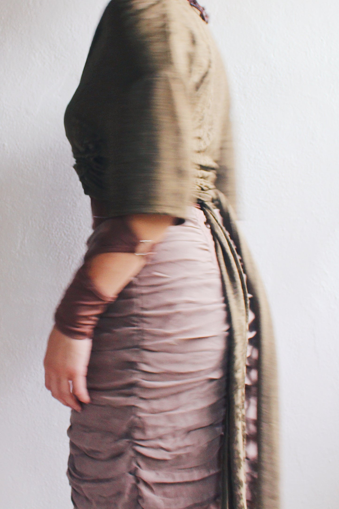 90s Vintage Whimsigoth Wrap Blouse / Off the shoulder green whimsy goth shirt