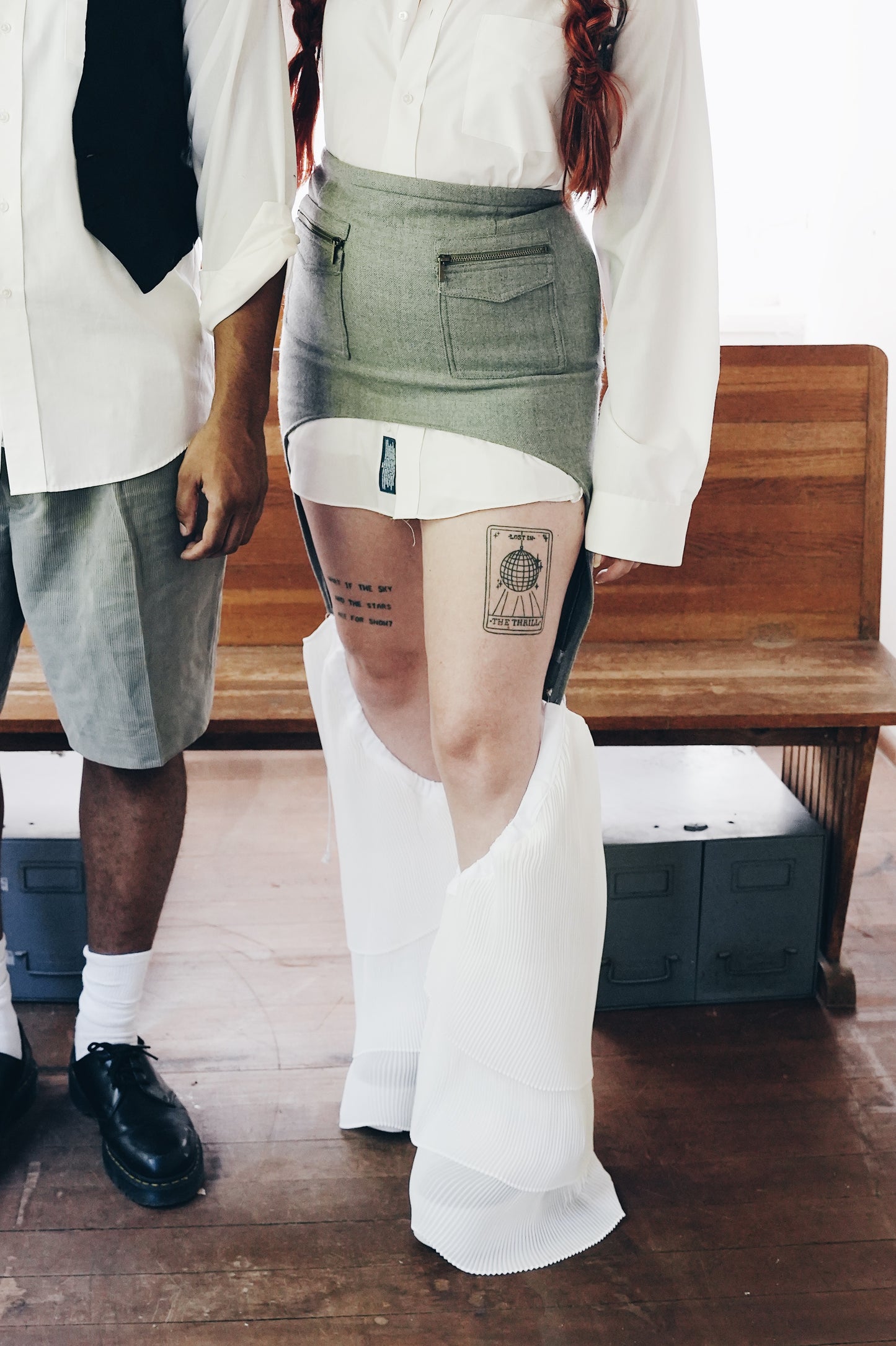 Edgy Academia Renewed: Upcycled Grey Wool Skirt - Librarian Corporate Chic