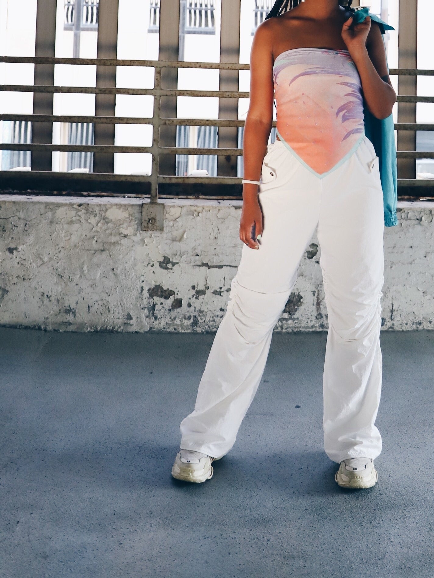 Y2K Futuristic style - Vintage Mid Rise Wide Leg White Pants
