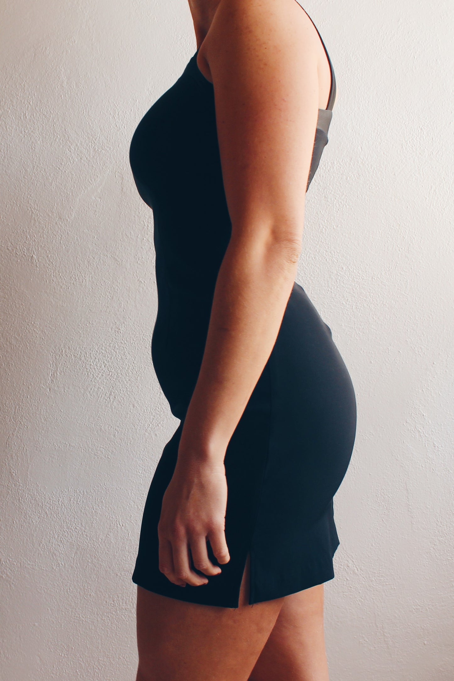 Vintage 90s black mini dress / body con minimalist y2k dress