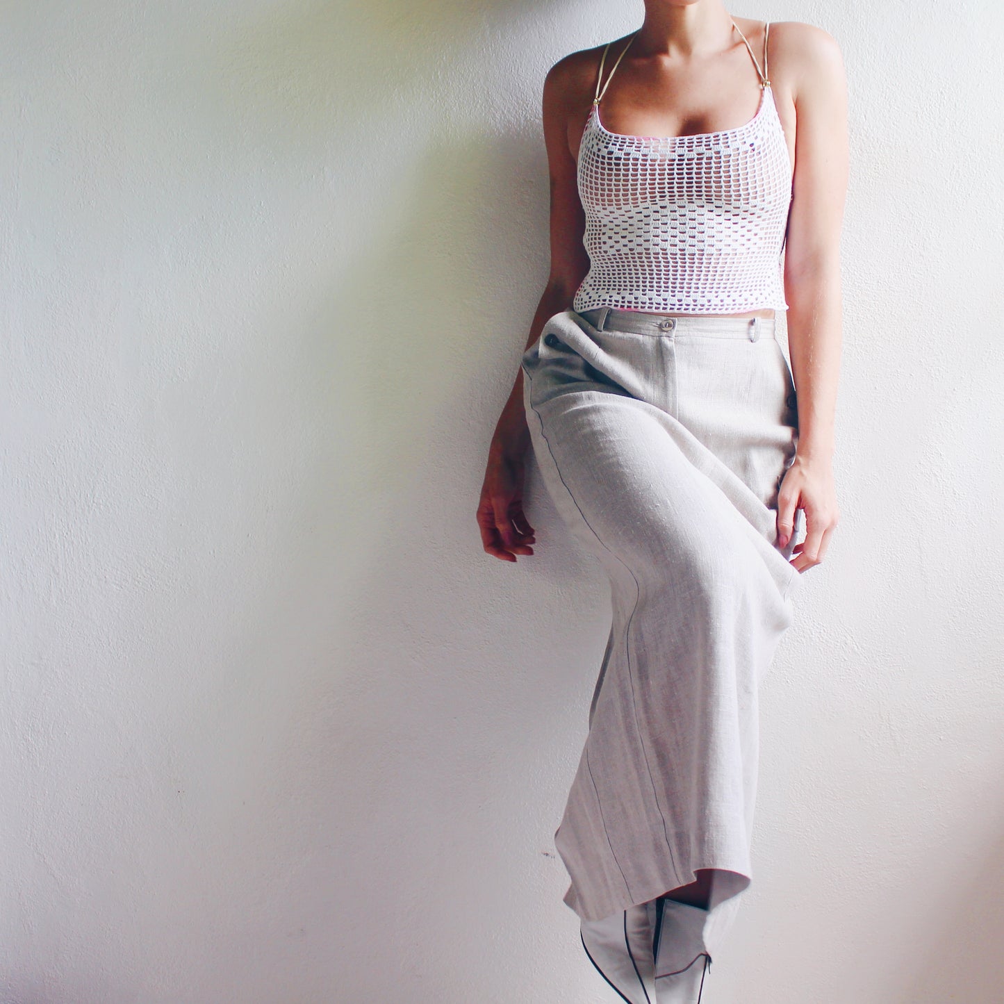 Beige Linen Maxi Skirt - Minimalist Bohemian Style | Perfect Summer Boho Skirt