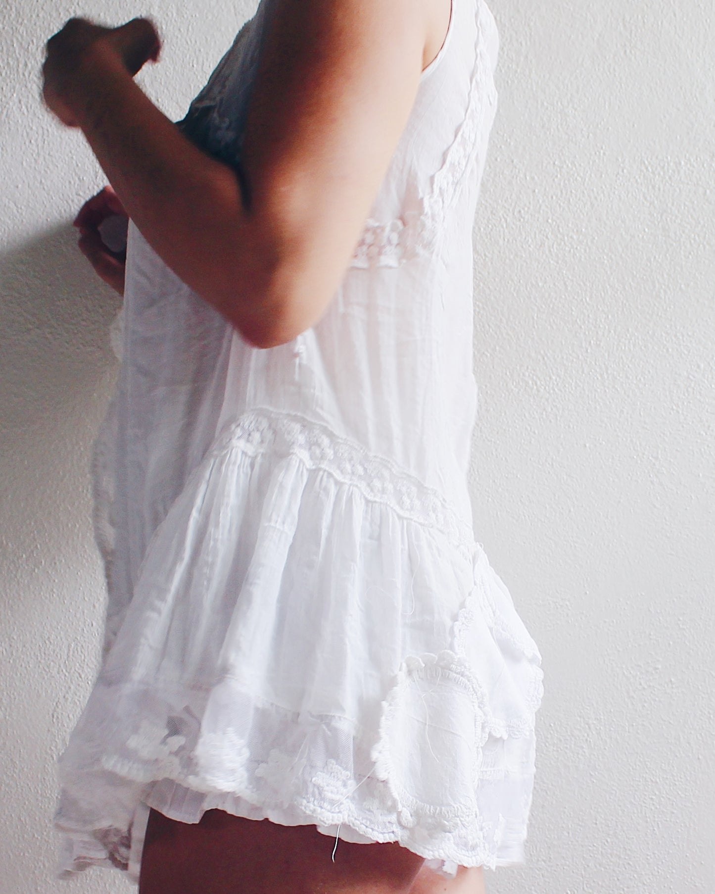 White Vintage Sleeveless Lace cotton Nightgown - Daughters of the Dust Coquette Style | Perfect for Haunted Edwardian Outfits