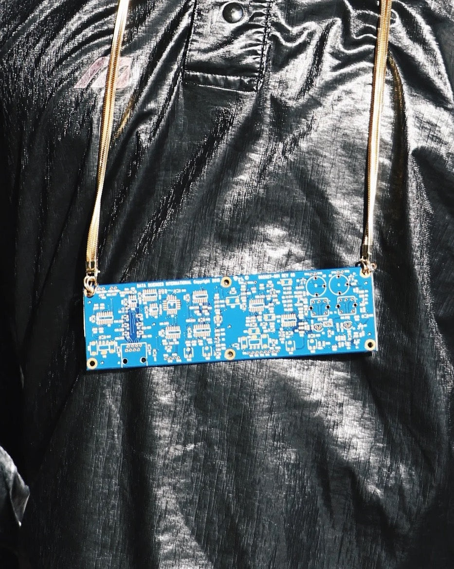 Futuristic Cyber Chic: Blue Circuit Board Upcycled Chain Necklace