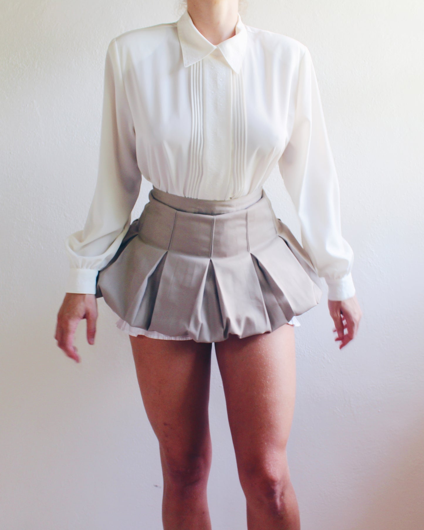 Upcycled Cheeky Mini Bubble Skirt - Y2K Chic with a Contemporary Academic Twist