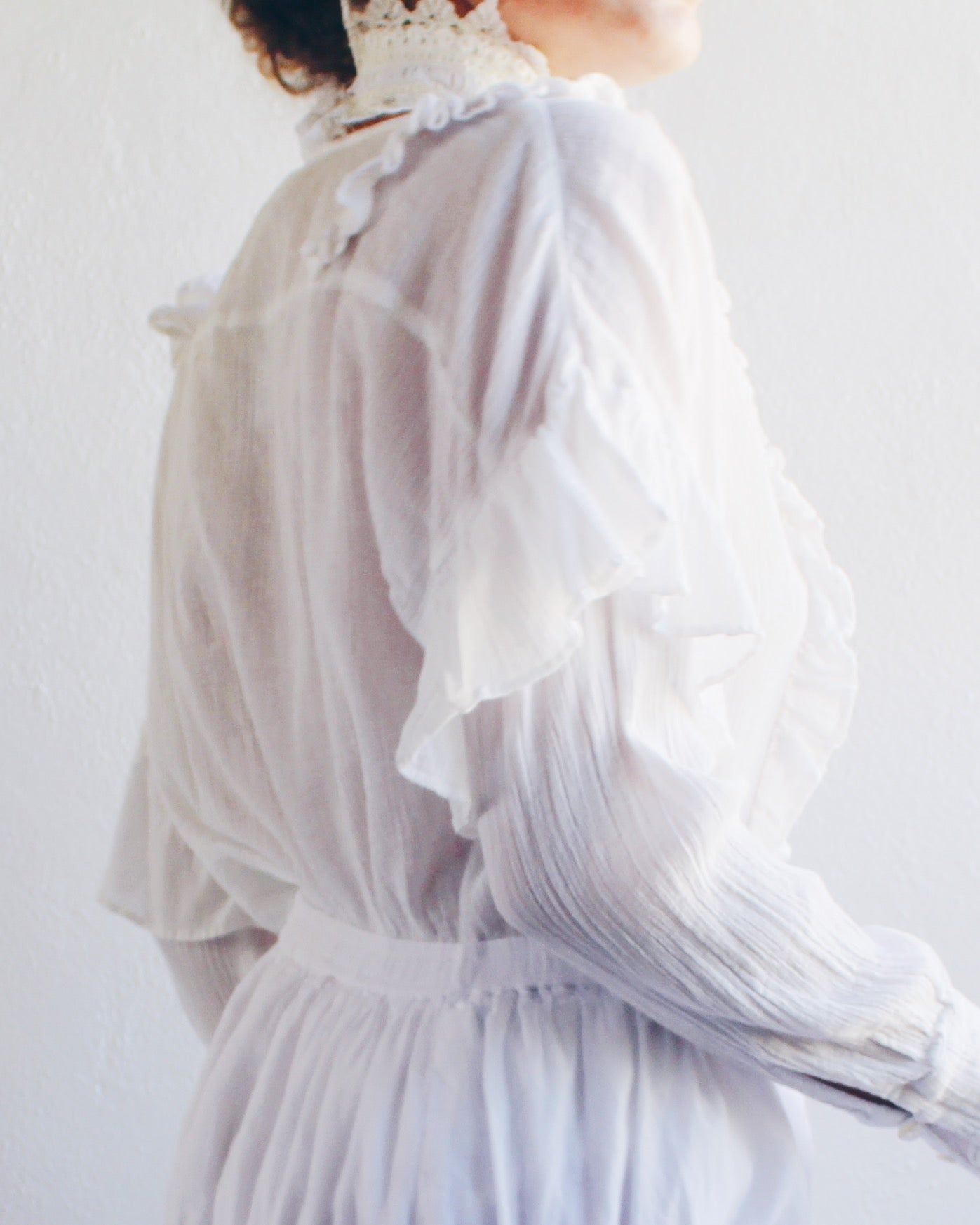 AllSaints White Gauzy Cotton Blouse – Edwardian-Inspired Ethereal Top | Whimsical Cottagecore Style