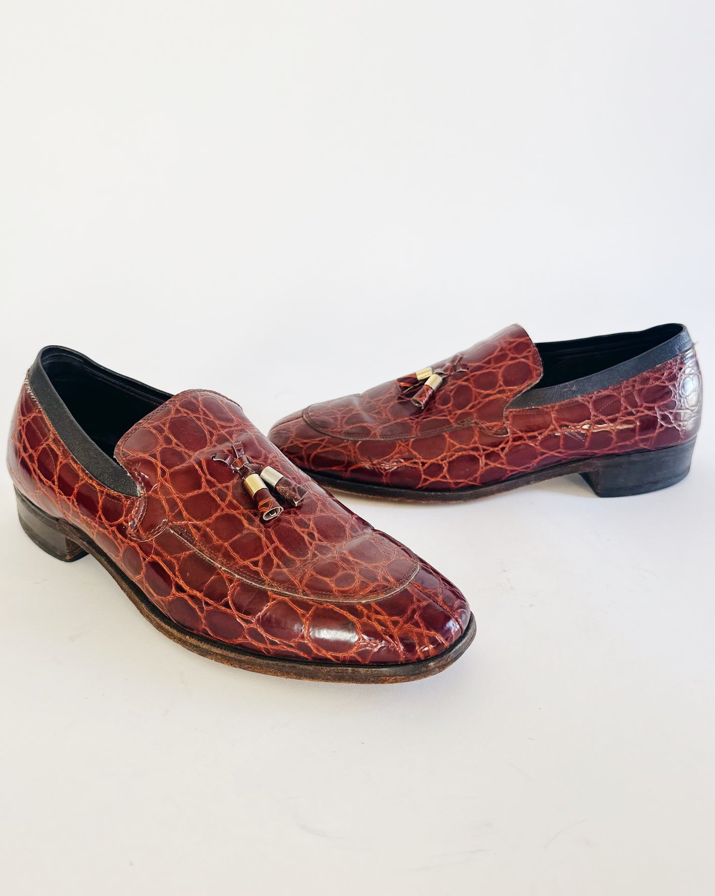 Vintage Nettleton Crocodile Embossed Leather Loafers – Men’s Smart Casual & Formal Slip On Dress Shoes