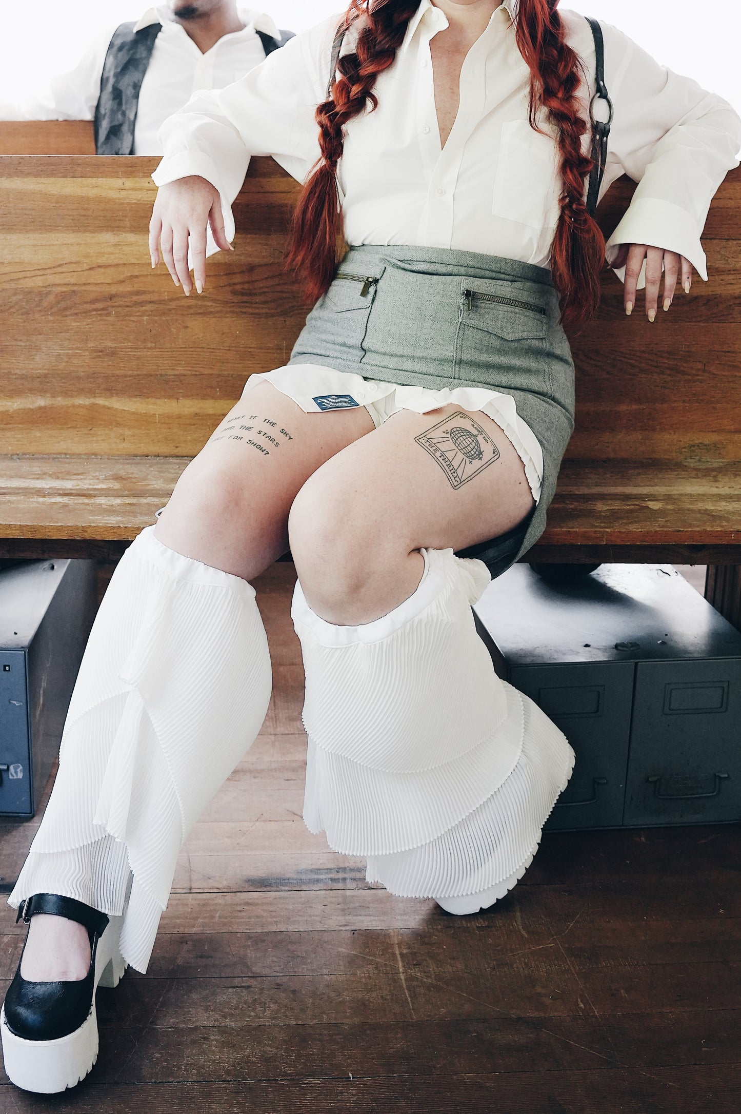Edgy Academia Renewed: Upcycled Grey Wool Skirt - Librarian Corporate Chic