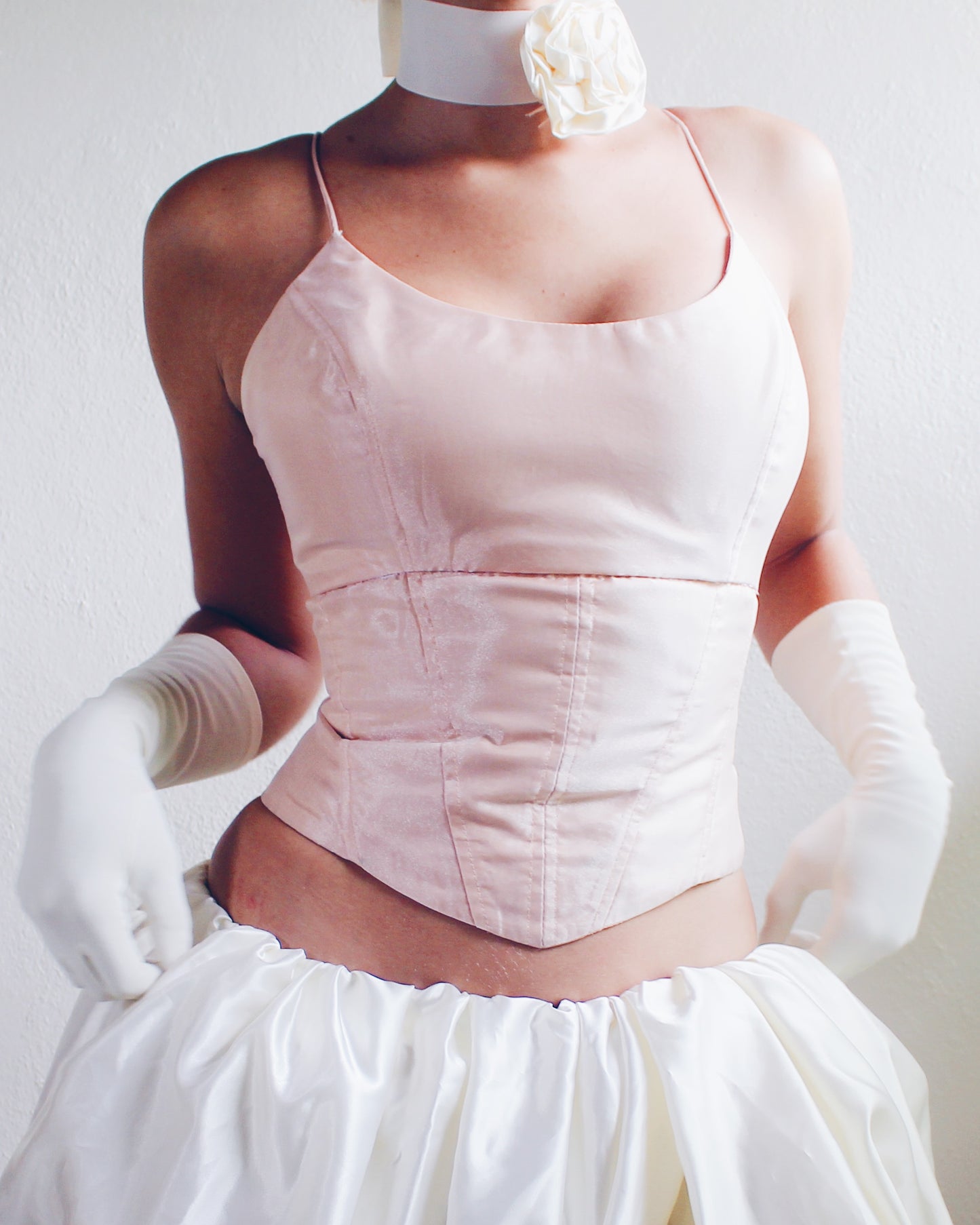 Coquette Glam: Y2K Light Pink Corseted Tank Top - Formal Girly Retro Style Perfect for Parties