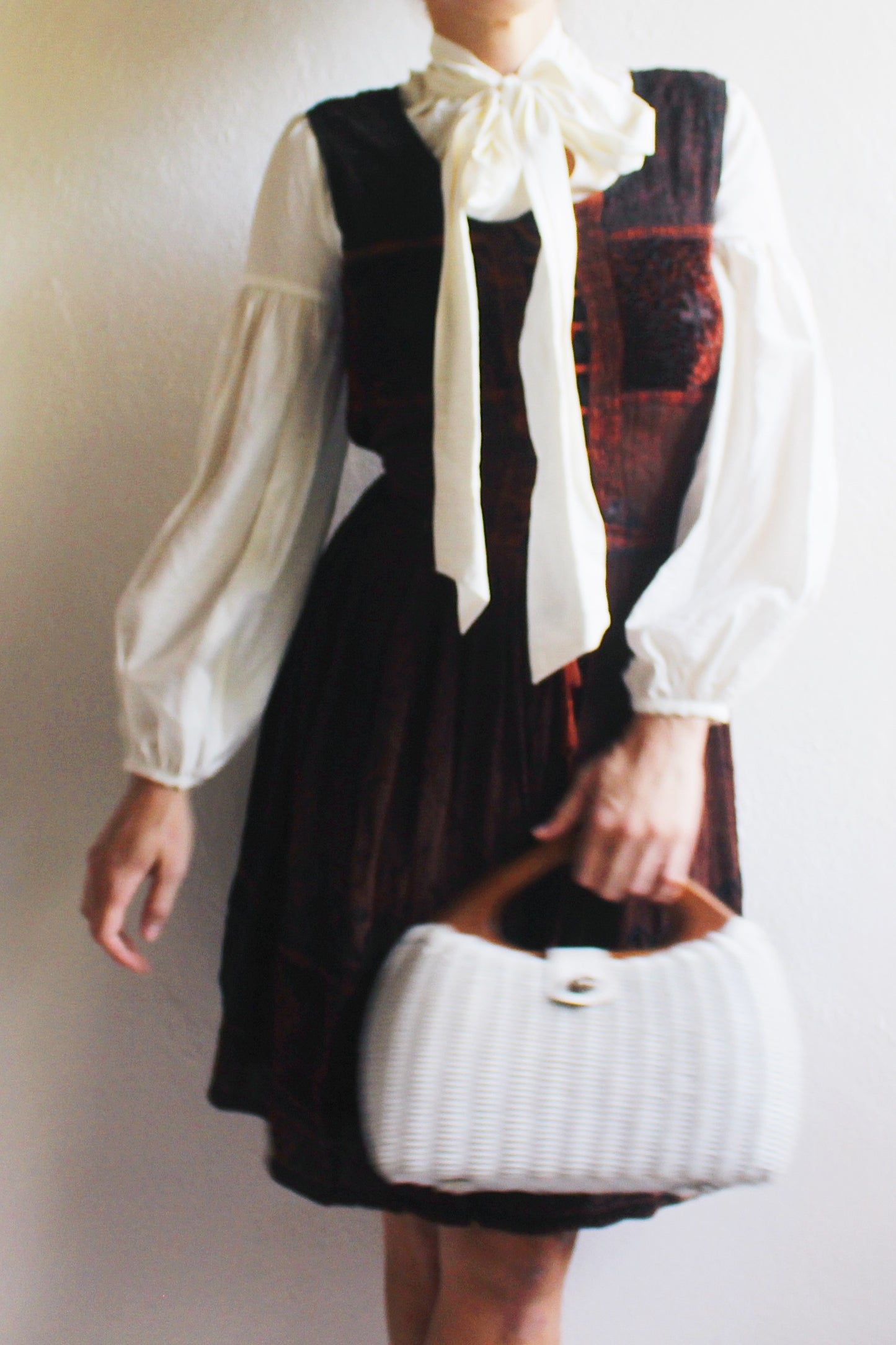 90s Vintage Brown Embroidered Dress with Whimsigoth fairy Vibes