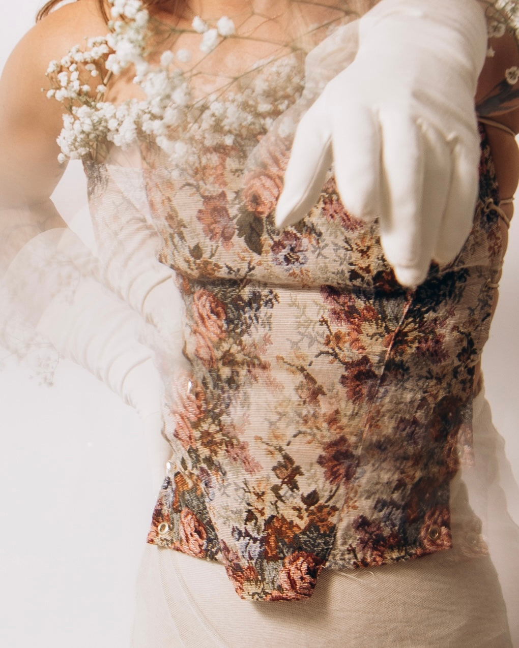 Upcycled tapestry crop top / Reworked Fashion corset crop top / upcycled lace up harness