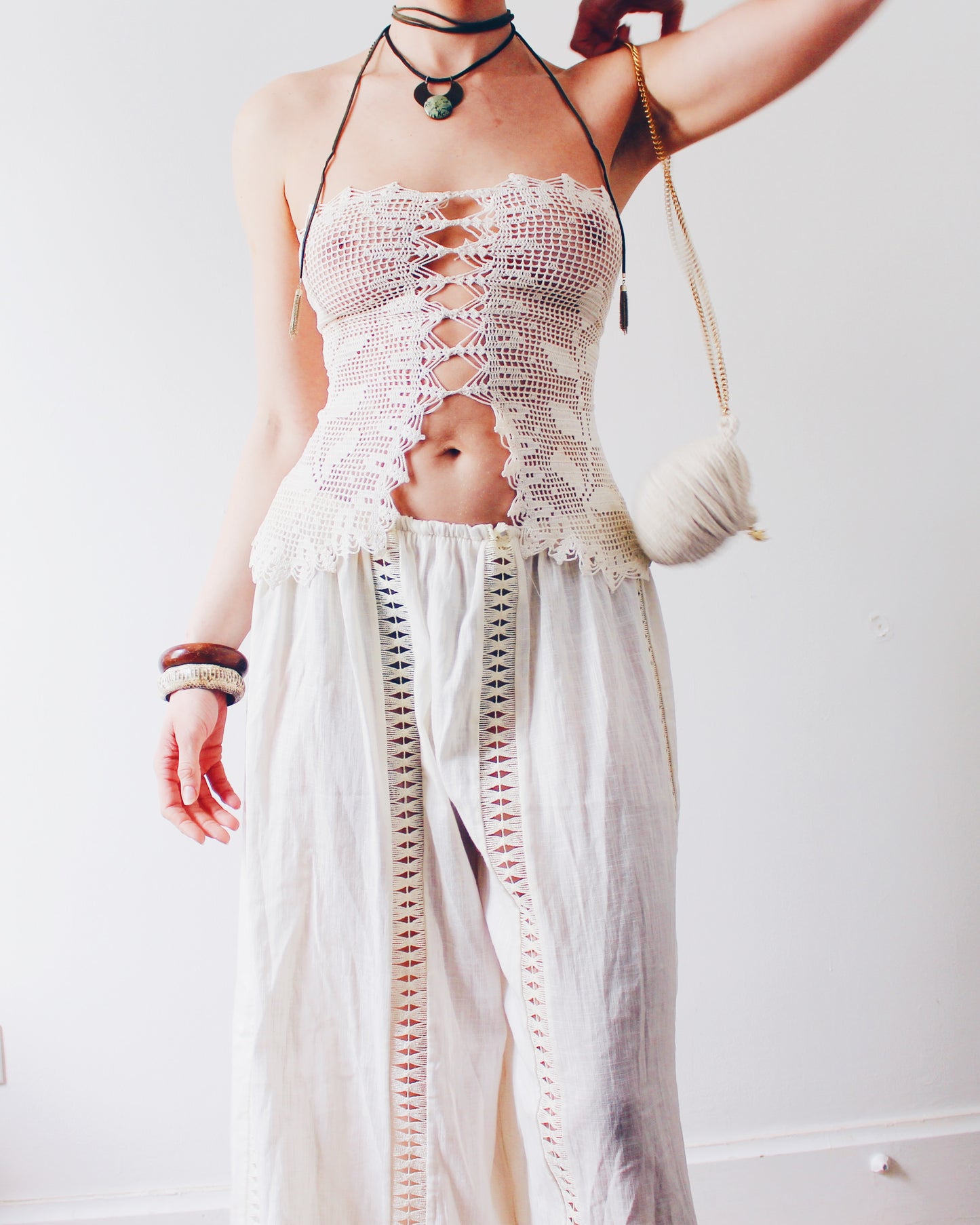 Crochet Couture: Upcycled Doily Crop Top - Reworked vintage - Coachella outfit
