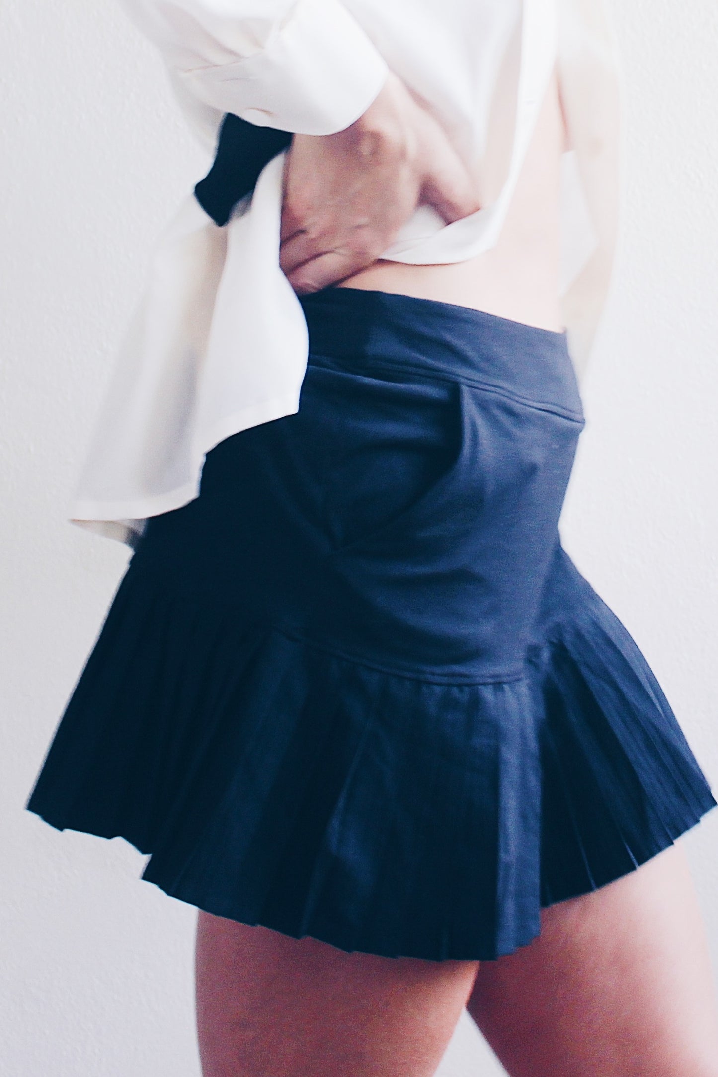 Ace Your Style with our Black Pleated Mini Tennis Skirt / acubi style skort