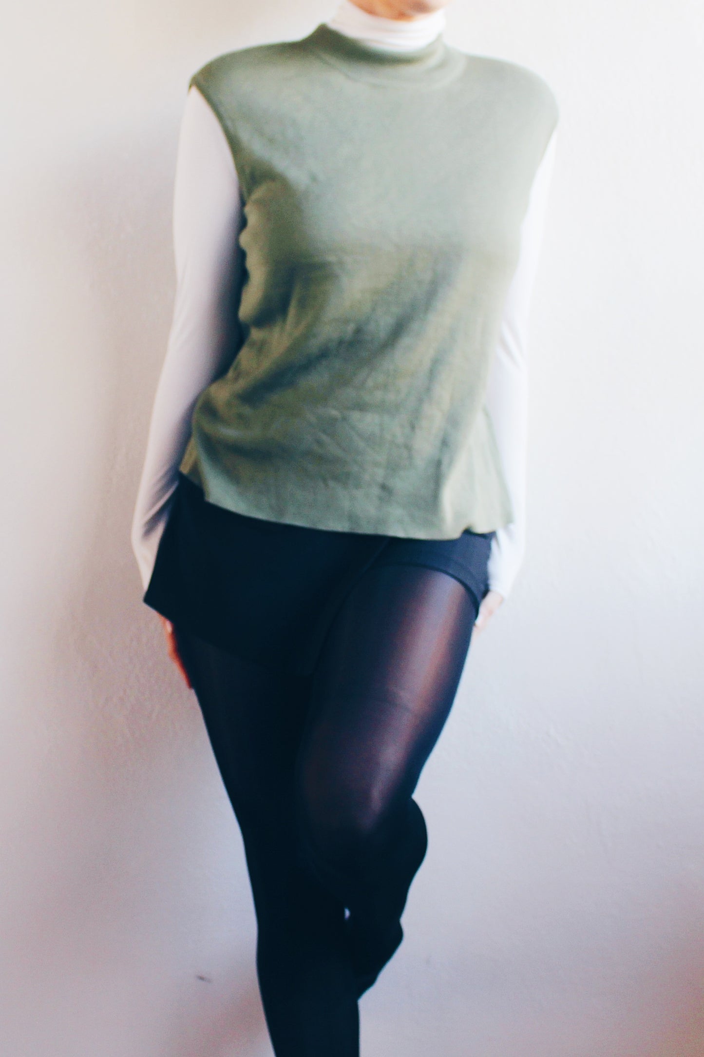 Elevate Your Wardrobe: Chic Olive Green Sleeveless Silk Sweater - Chic Academic Corporate Elegance