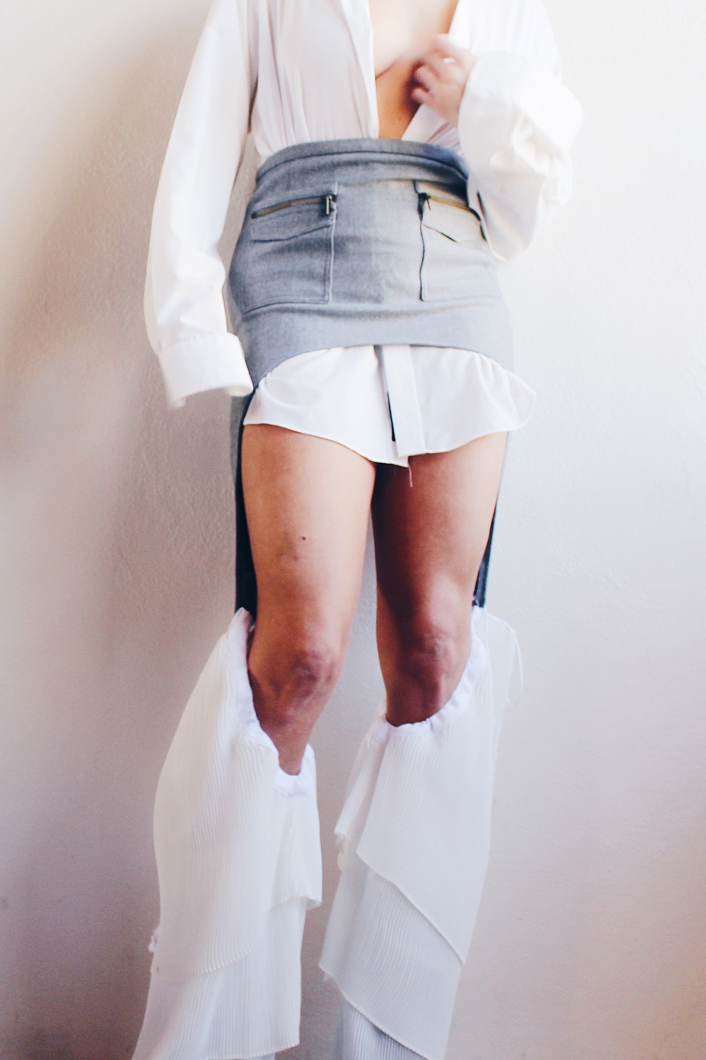 Edgy Academia Renewed: Upcycled Grey Wool Skirt - Librarian Corporate Chic