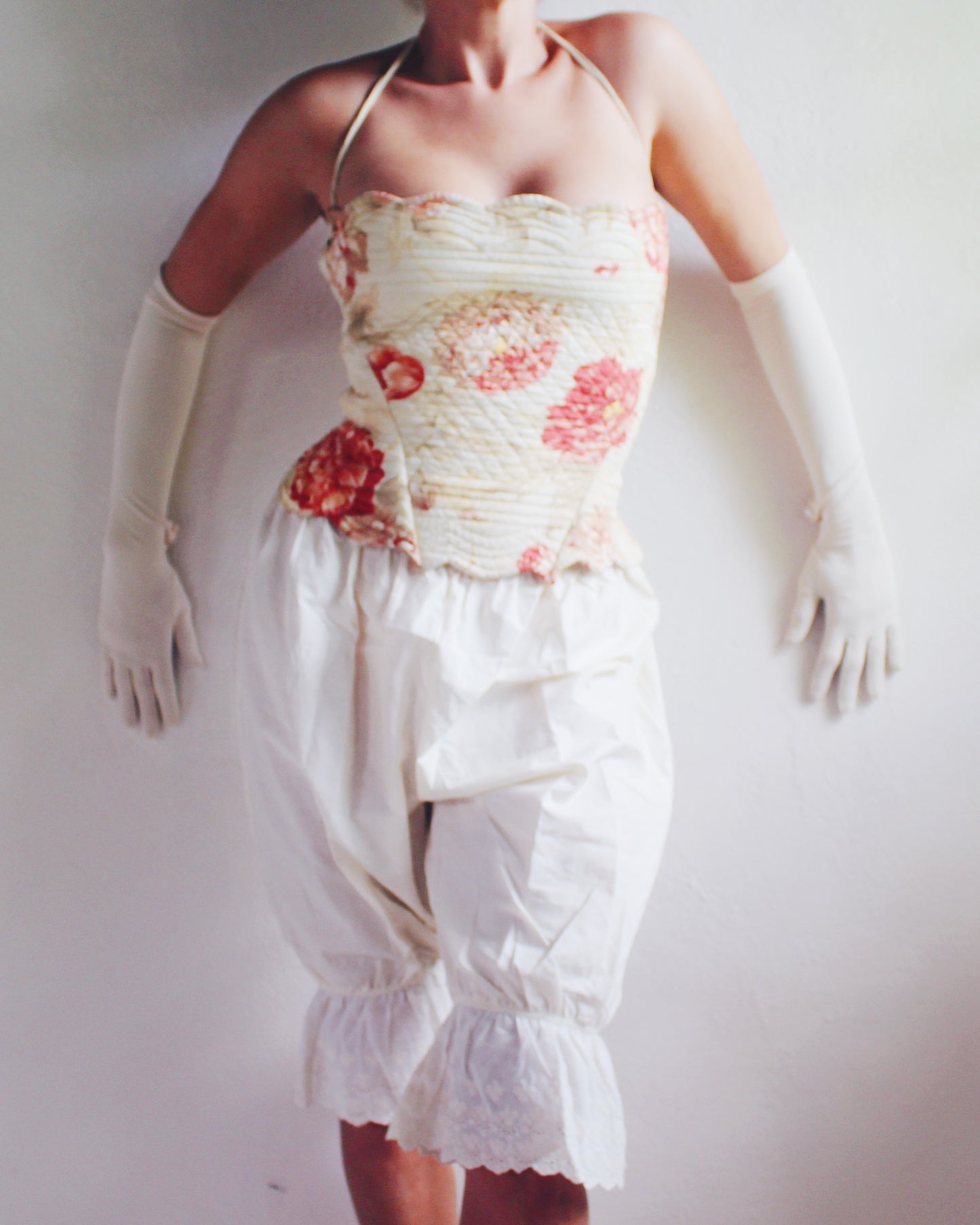 Upcycled Vintage Placemat Tank – Wear vintage Tablewear Art - Reworked quilted crop top