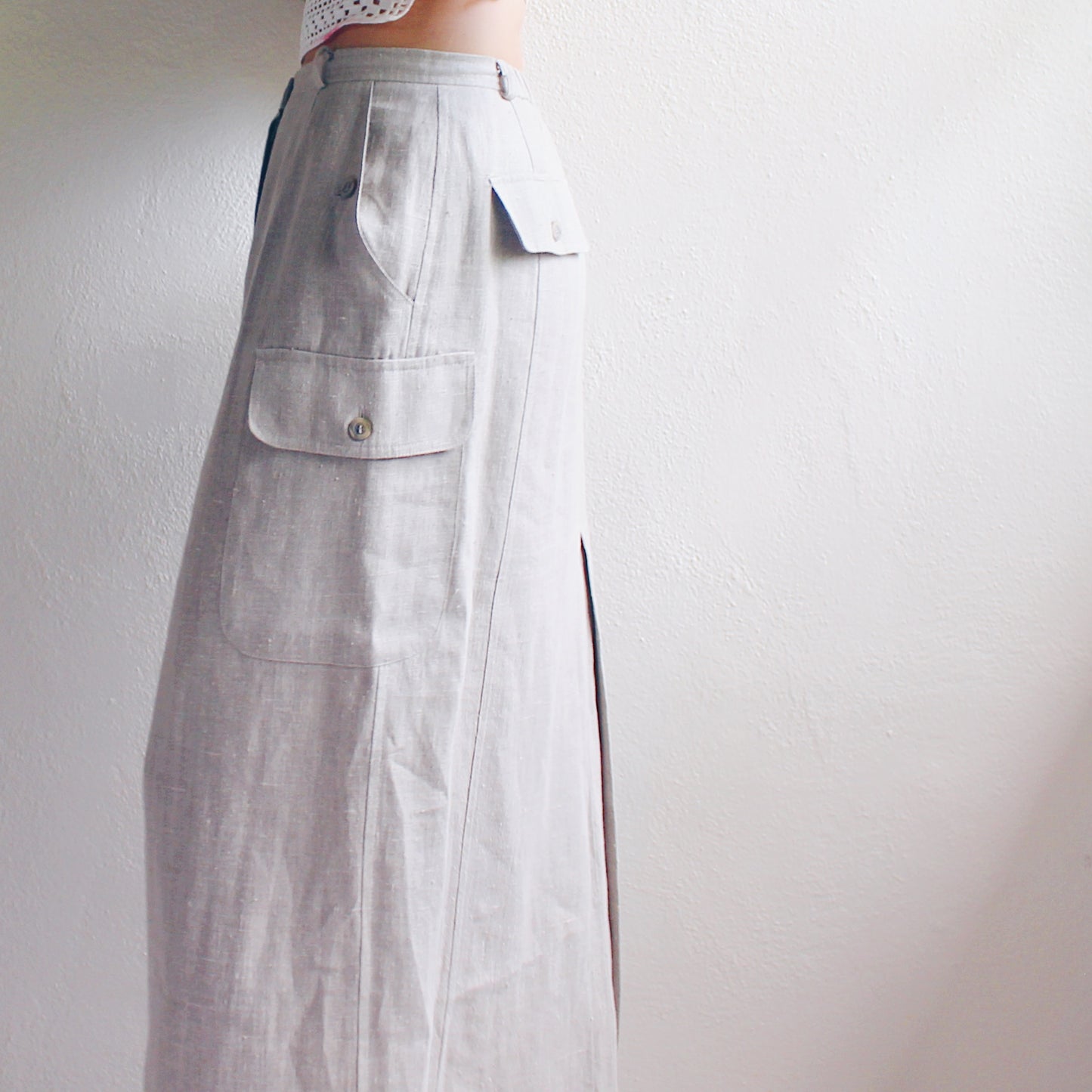 Beige Linen Maxi Skirt - Minimalist Bohemian Style | Perfect Summer Boho Skirt